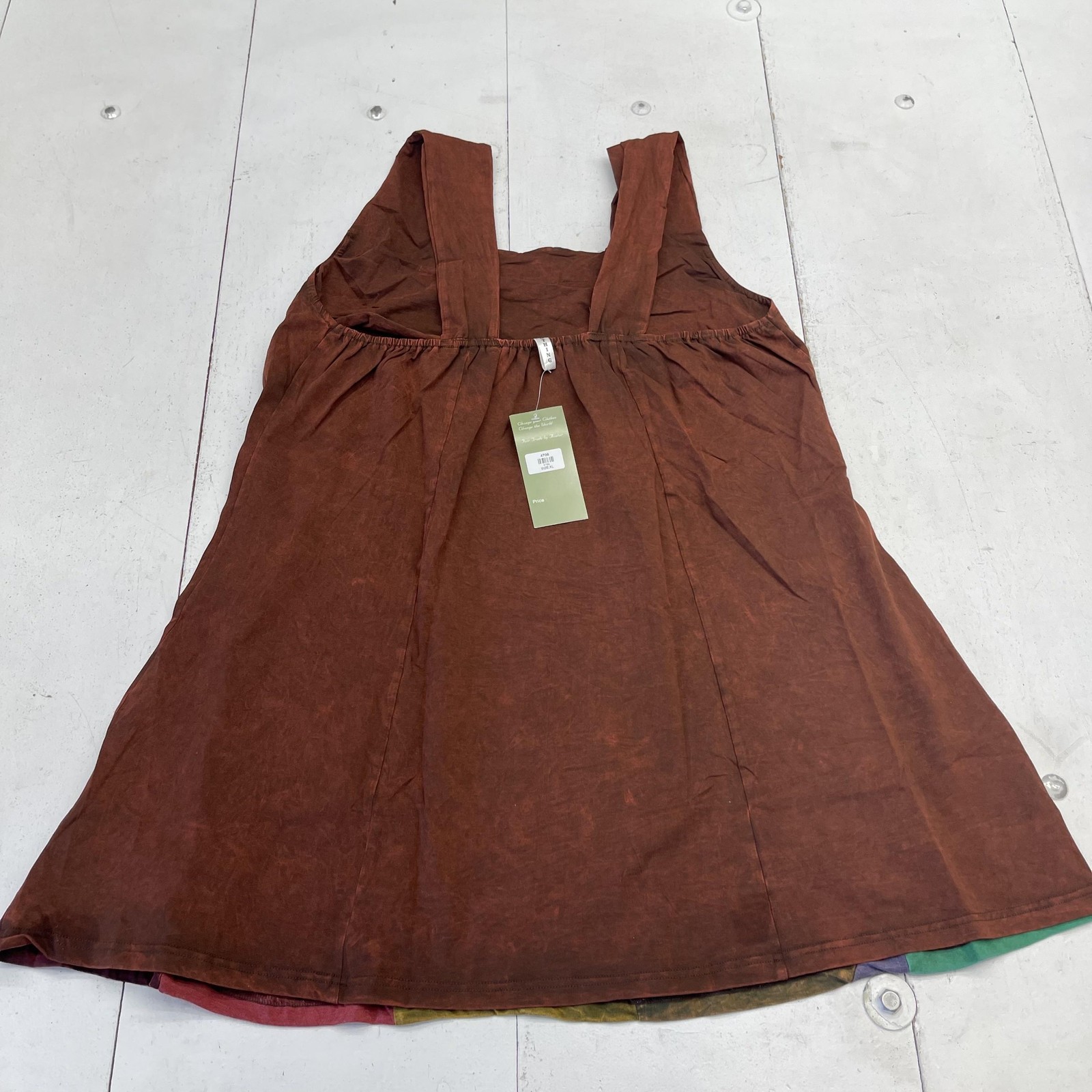 Avatar Dress Womens XL Brown Patchwork Embroidered Sleeveless A-Line Sundress