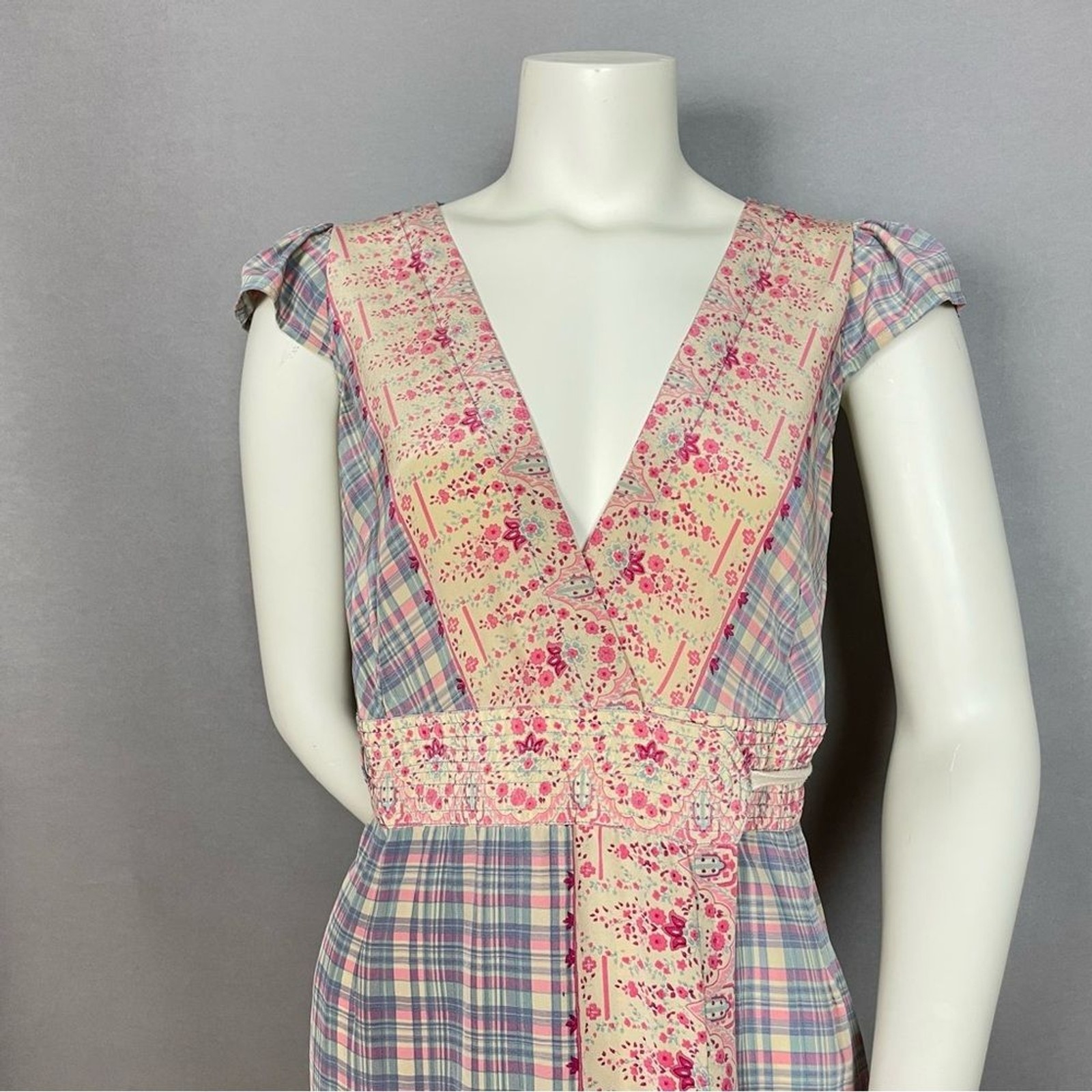 Plenty by Tracy Reese Wrap Dress Silk Plaid Women 10 Cap Sleeves Feminine V-Neck