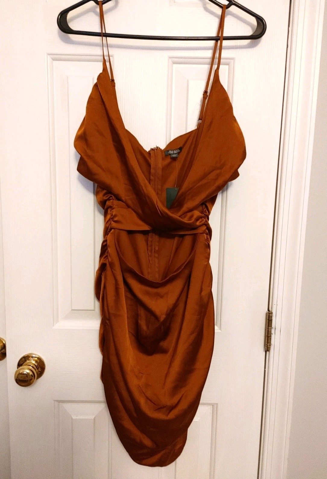 NEW Wild Fable Sleeveless Ruched Bodycon Dress Drape Front Copper Women’s Large