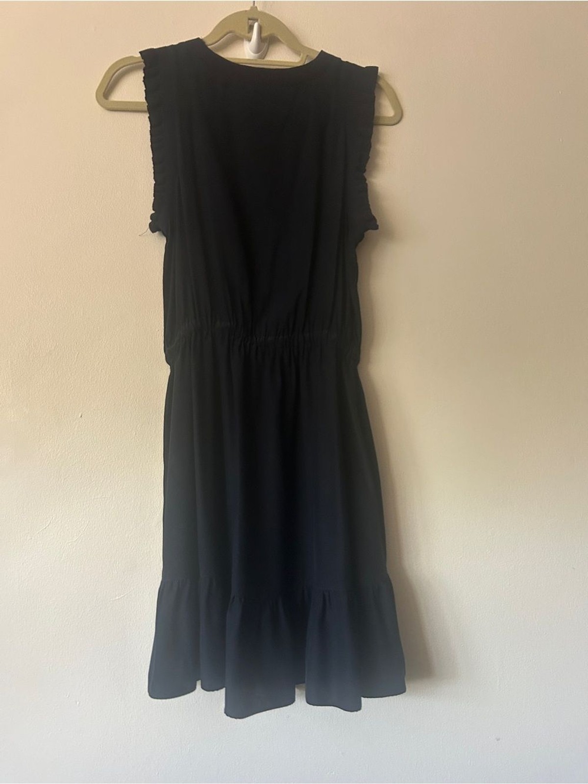 Cinq a Sept Lenora Solid Navy 100% Silk Mini Dress Ruffle office capsule