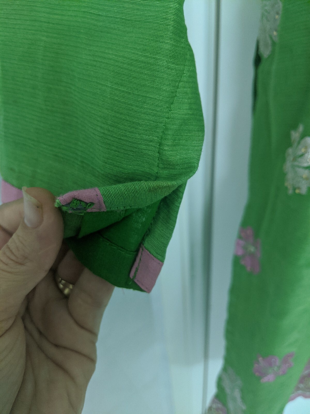 pakistani Shalwar Suit indian Green Shalwaar kameez Pink Beaded embroidered S8