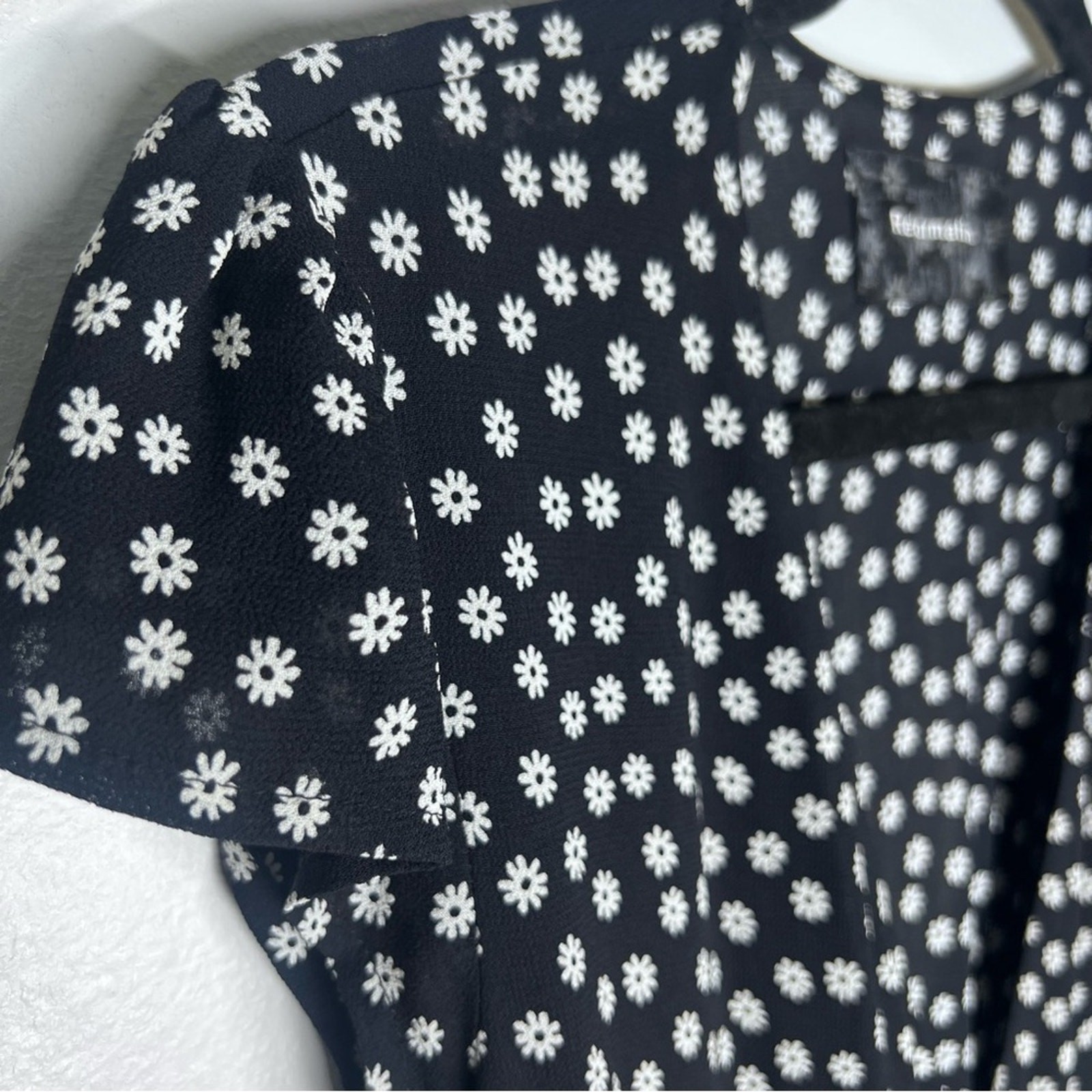 Reformation Adele Mini Wrap Ditsy Floral Dress Black Sz XS
