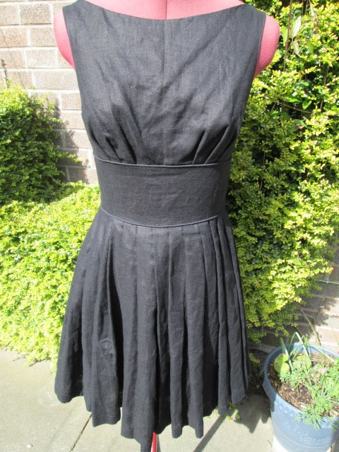 NEW-DIG FOR VICTORY-CUSTOM MADE BLACK LINEN PROM / SPL OCCASION DRESS-8 -£120.