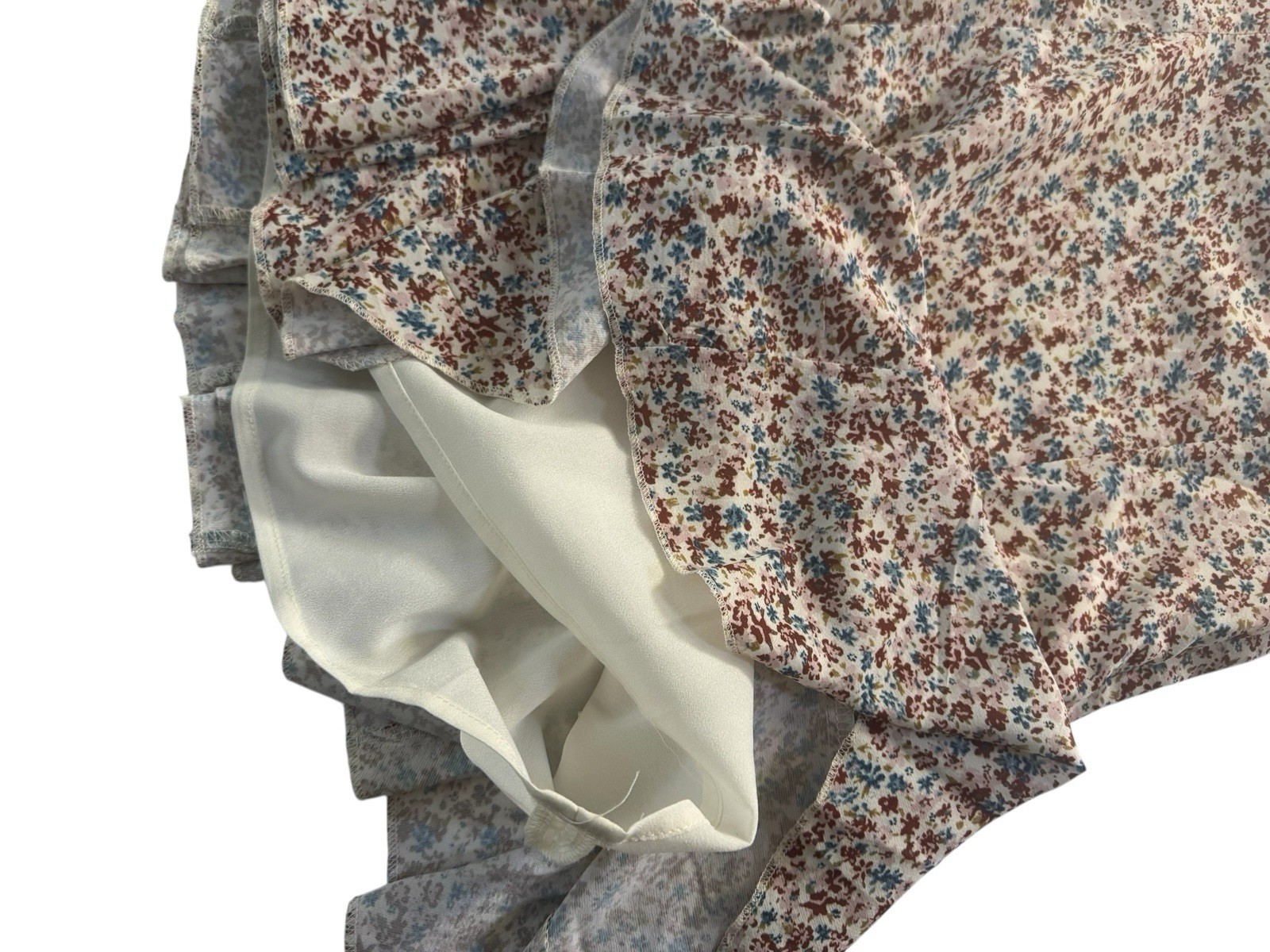 PRINCESS POLLY SZ 4 Mini Dress Brown Blue Floral Fit & Flare Halter Strap #5121