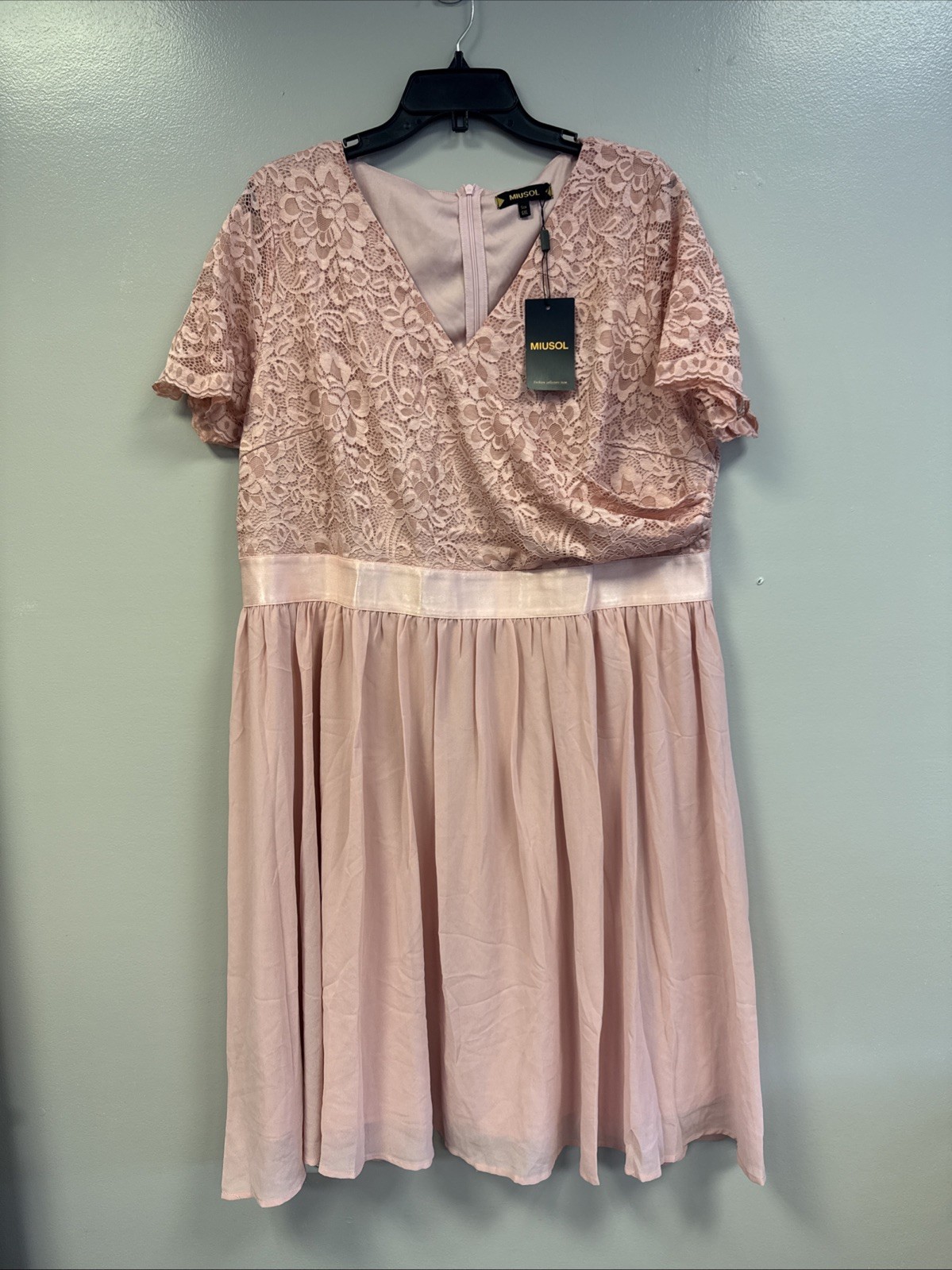 Miusol Elegant Pink Lace Maxi Dress Bride Fit and Flare Size 5XL NWT