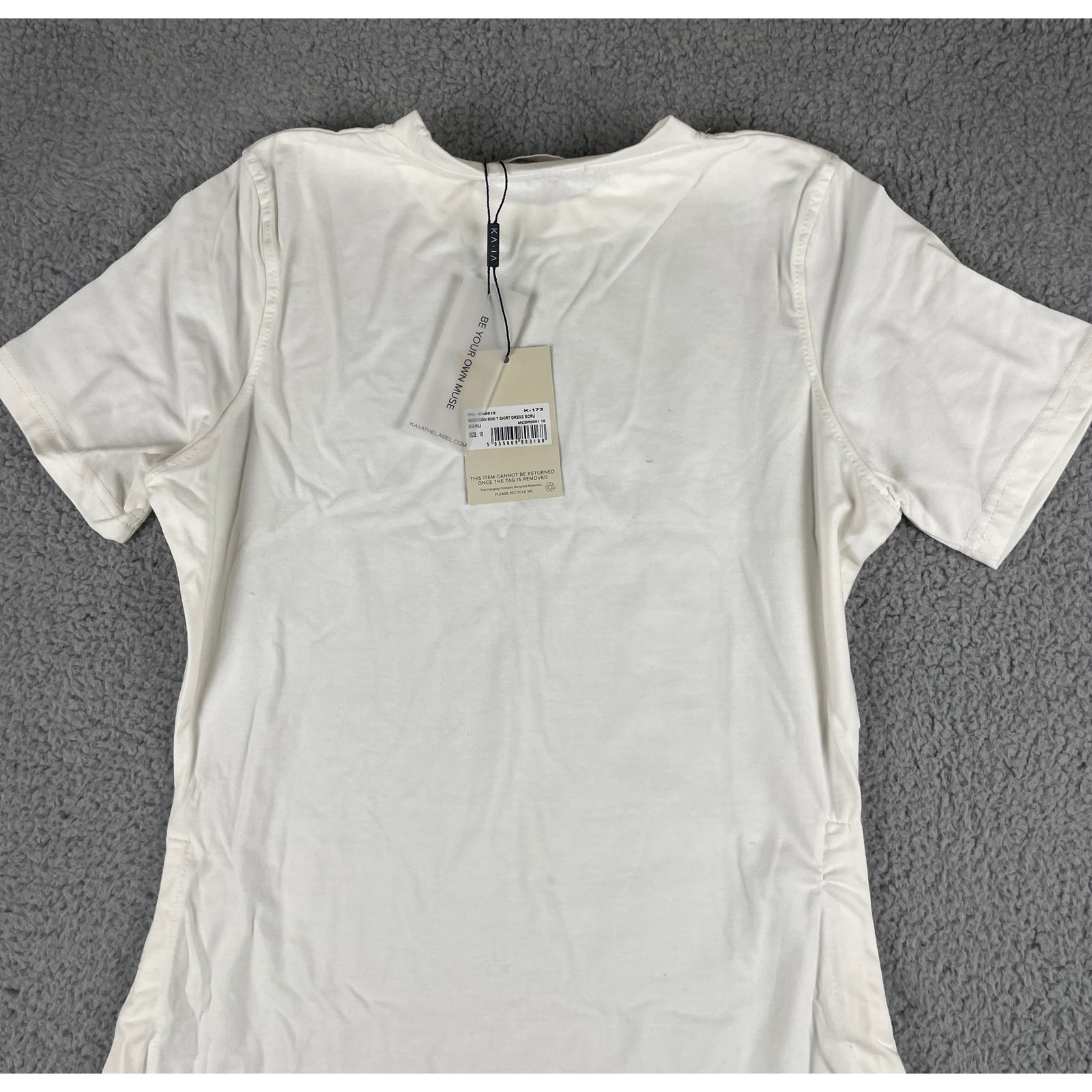 Kaiia Women’s US 6 White Polyester Cotton Elastane Bodycon Mini T-Shirt Dress