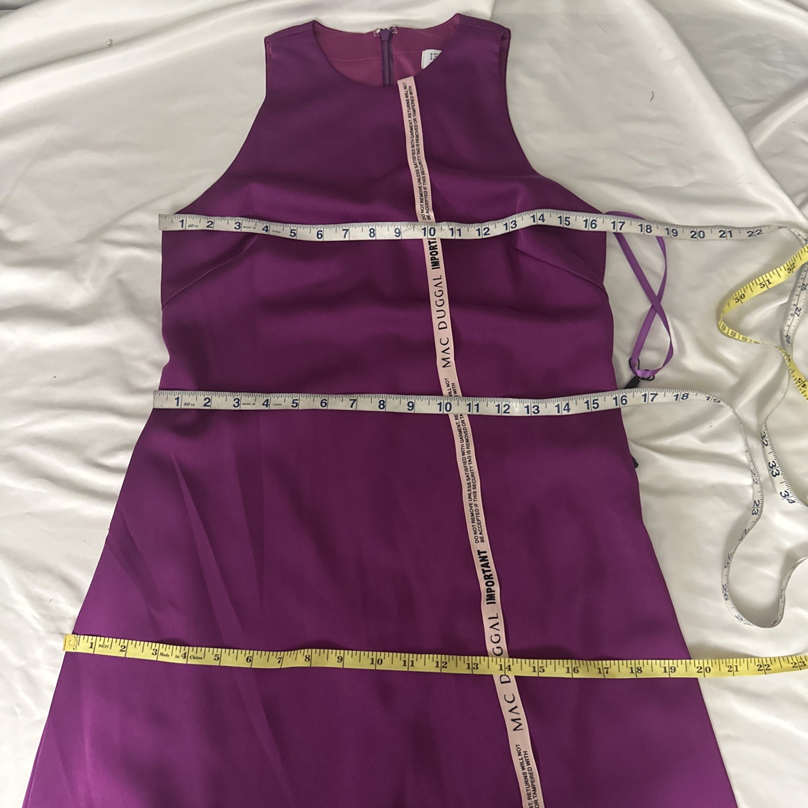 NWT IEENA Mac Duggal [ 2 ] 55805 Feathered Hem High Neck Trapeze Dress #U1531