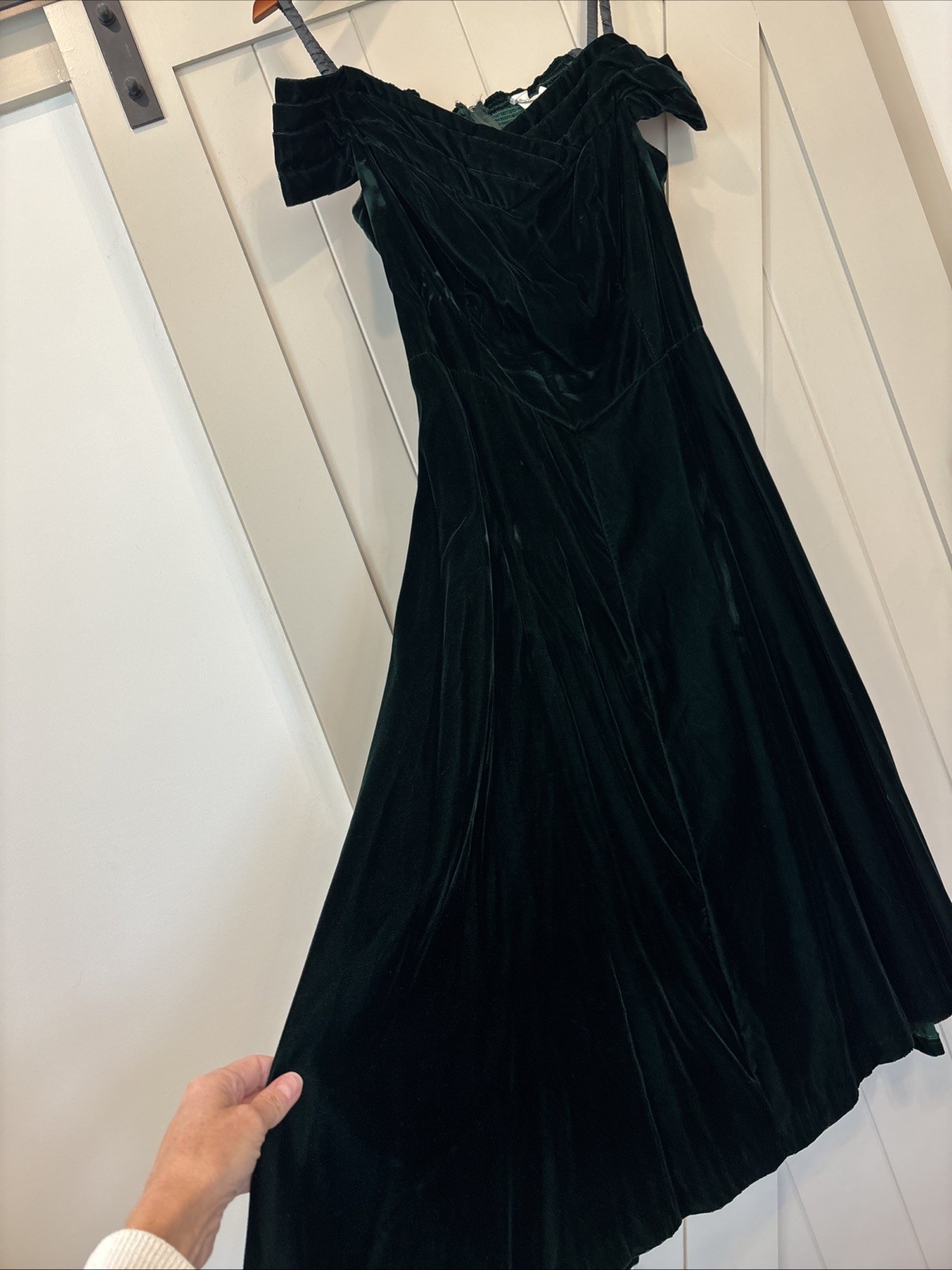Moda International Maxi Dress SZ 14 Green Velvet Smocked Vintage 90’s Retro Goth