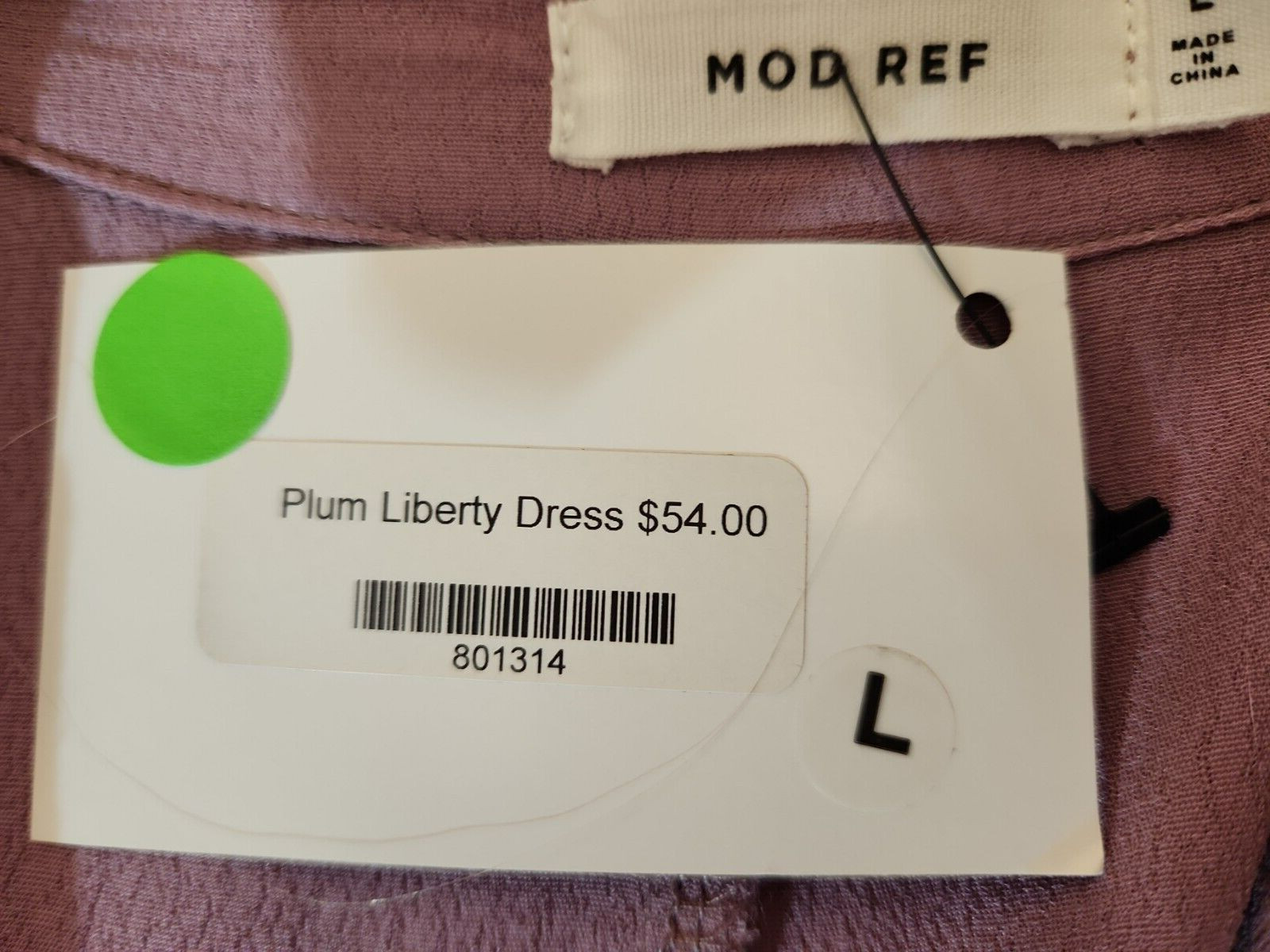 Mod Ref Button Front Short Sleeve Plum Liberty Dress Size L. NWT MSRP $54.