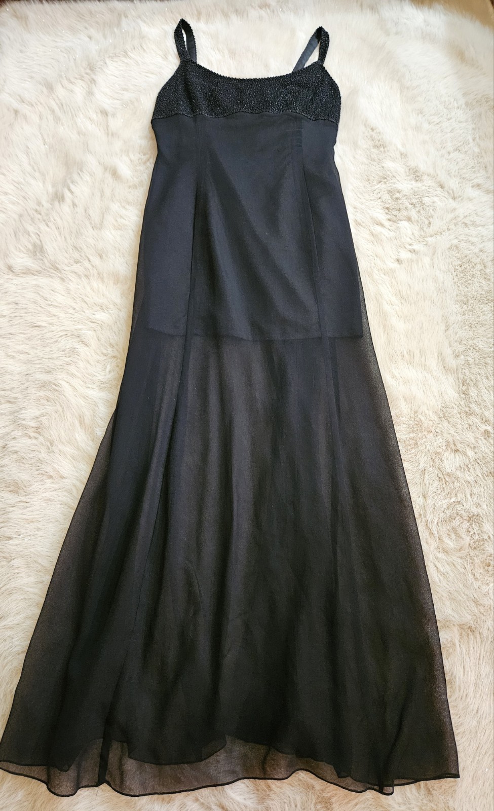Reggio Black Beaded Chiffon Evening Gown Formal Maxi Dress Women’s Size 14