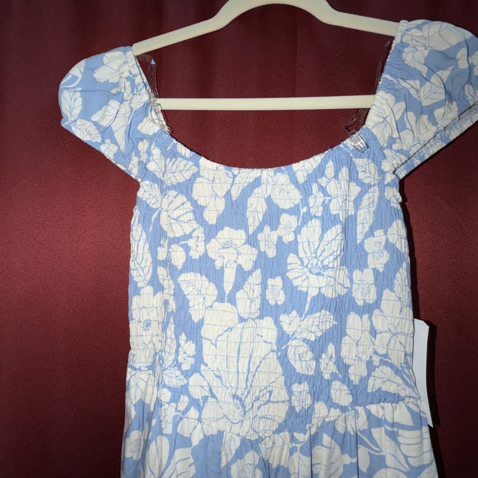june & hudson dress mini challis floral print chambray/ivory Small