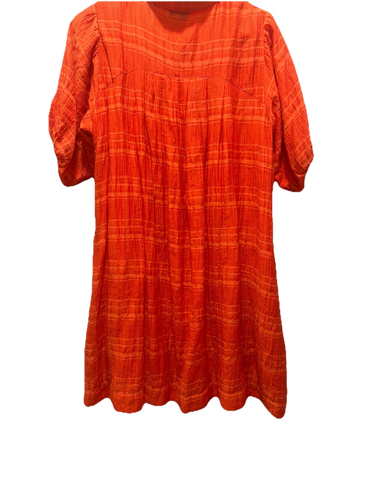 Oliver Bonas Orange Button Front Textured Lined Shirt Dress W/pockets Size 8 EUC