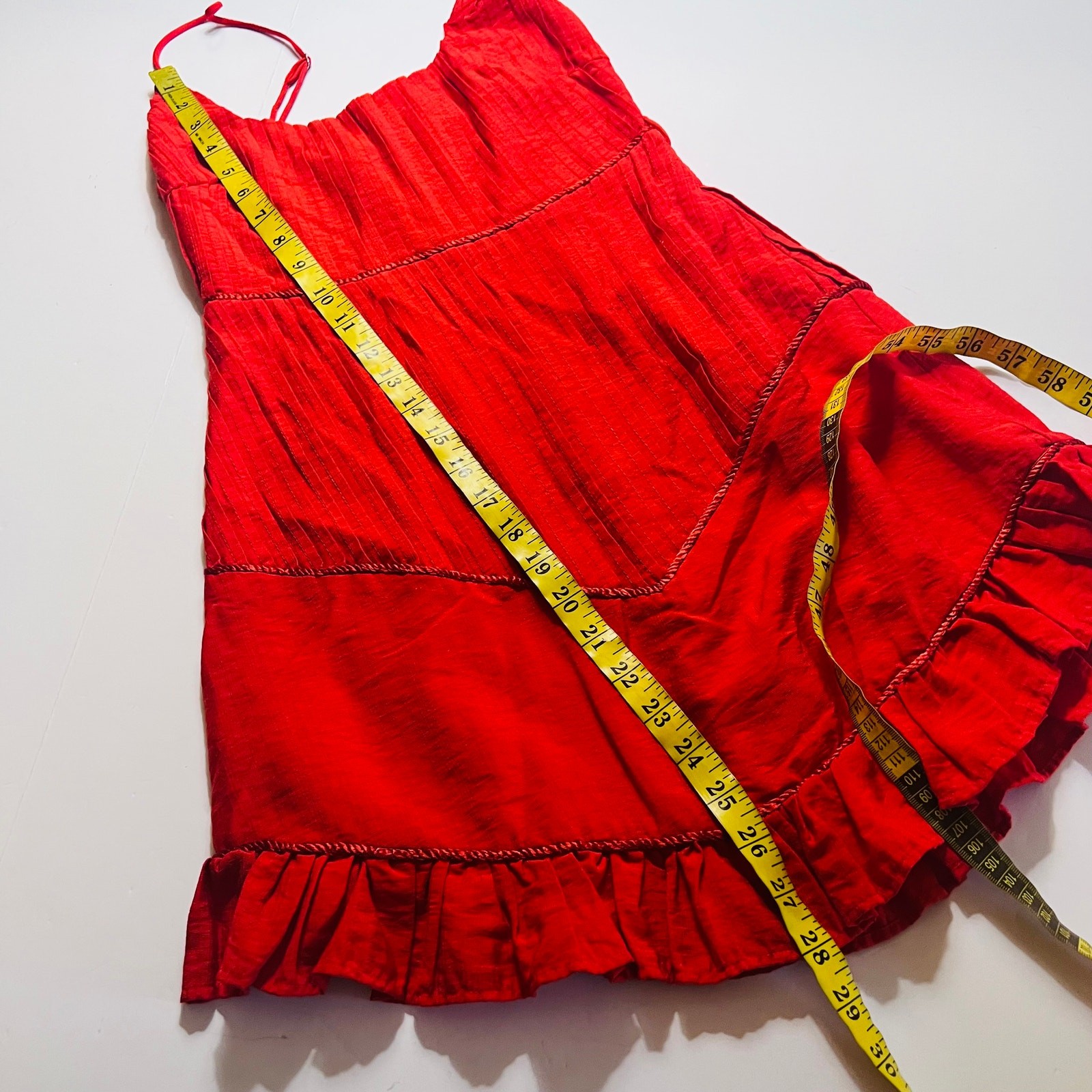 Saints & Secrets Charmed Pintuck Pleated Dress Size XS Red