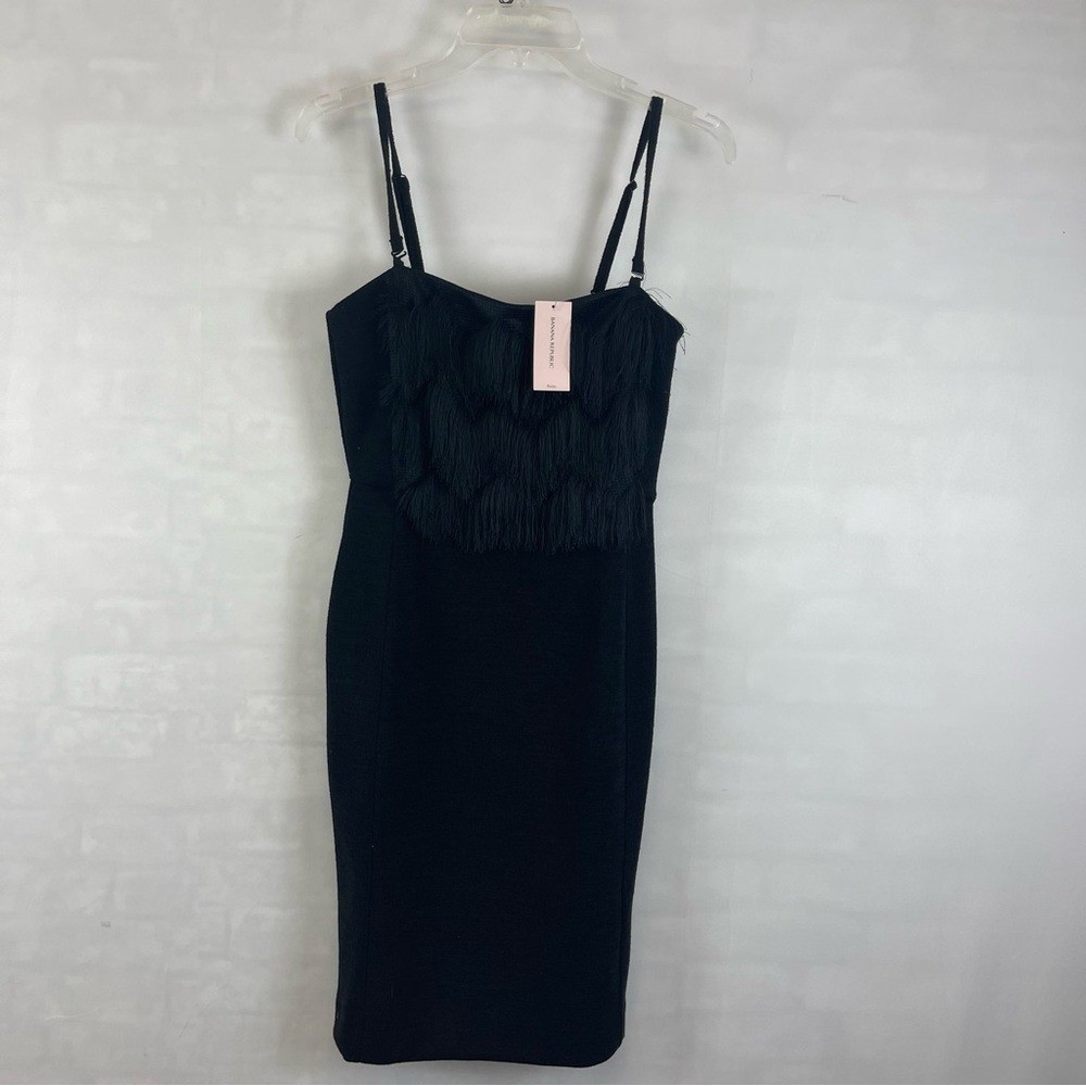 Banana Republic Petite 4P Black Fringe Bodycon Cocktail Dress NWT