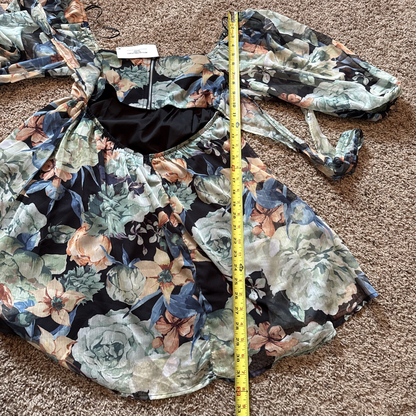 Promesa Blooming Belle Small Floral Chiffon Babydoll Mini Dress Midnight NWT