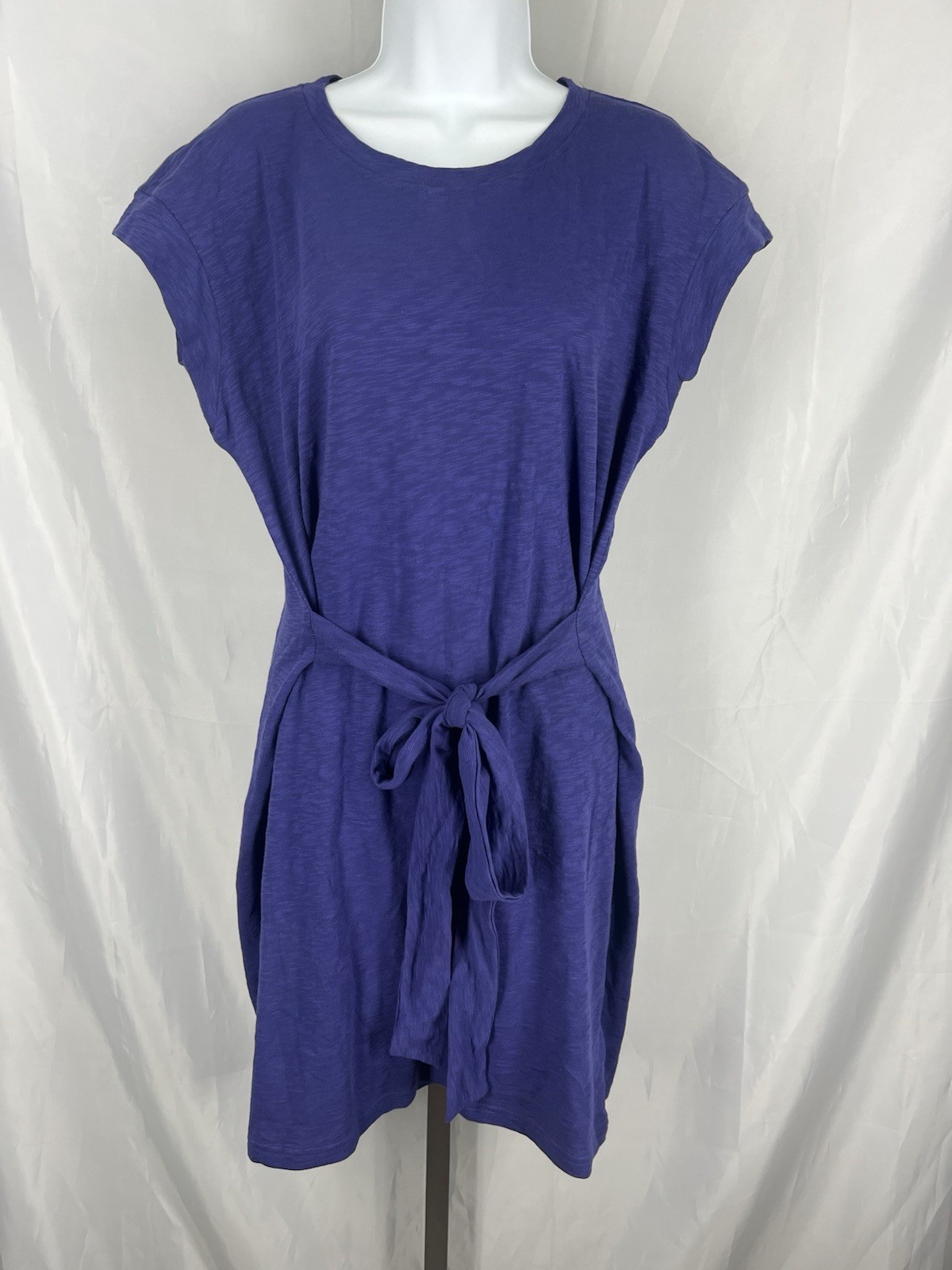 J Crew Purple Tie Waist Slub Cotton T-Shirt Dress Size Medium New