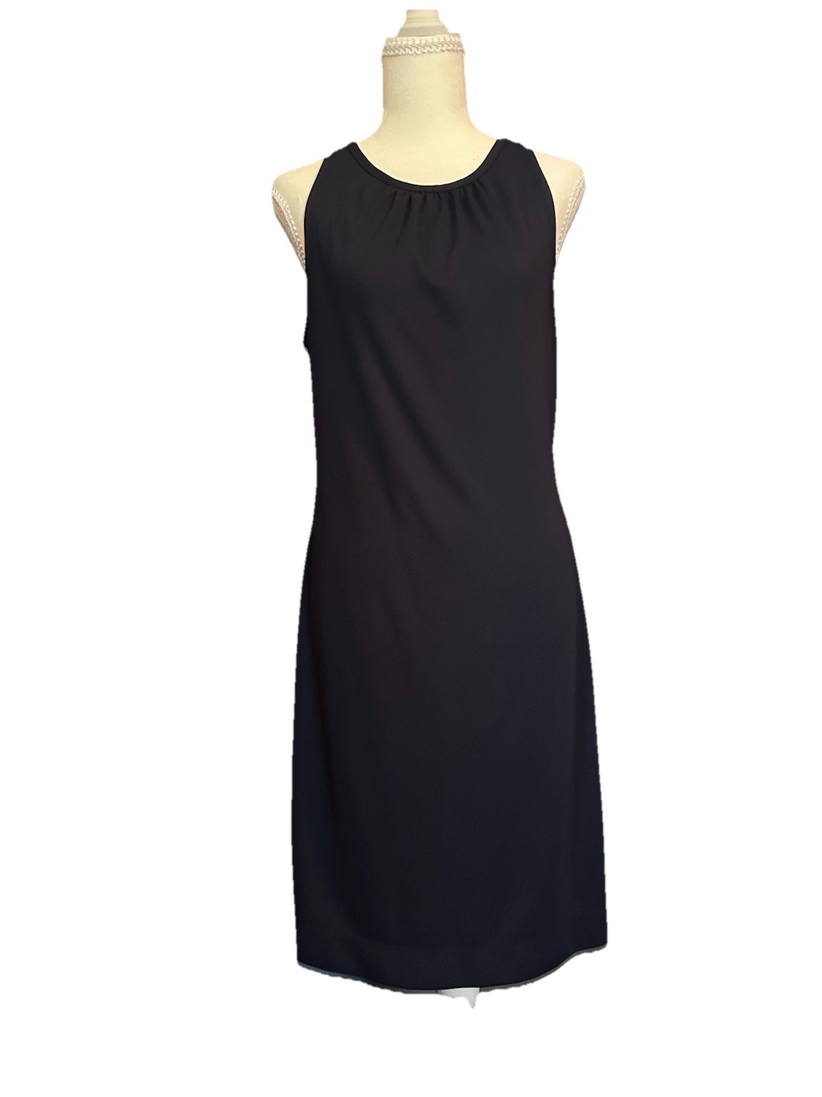 Tory Burch Women’s Medium Navy Sleeveless Sheath Dress With Logo Zipper. Classy