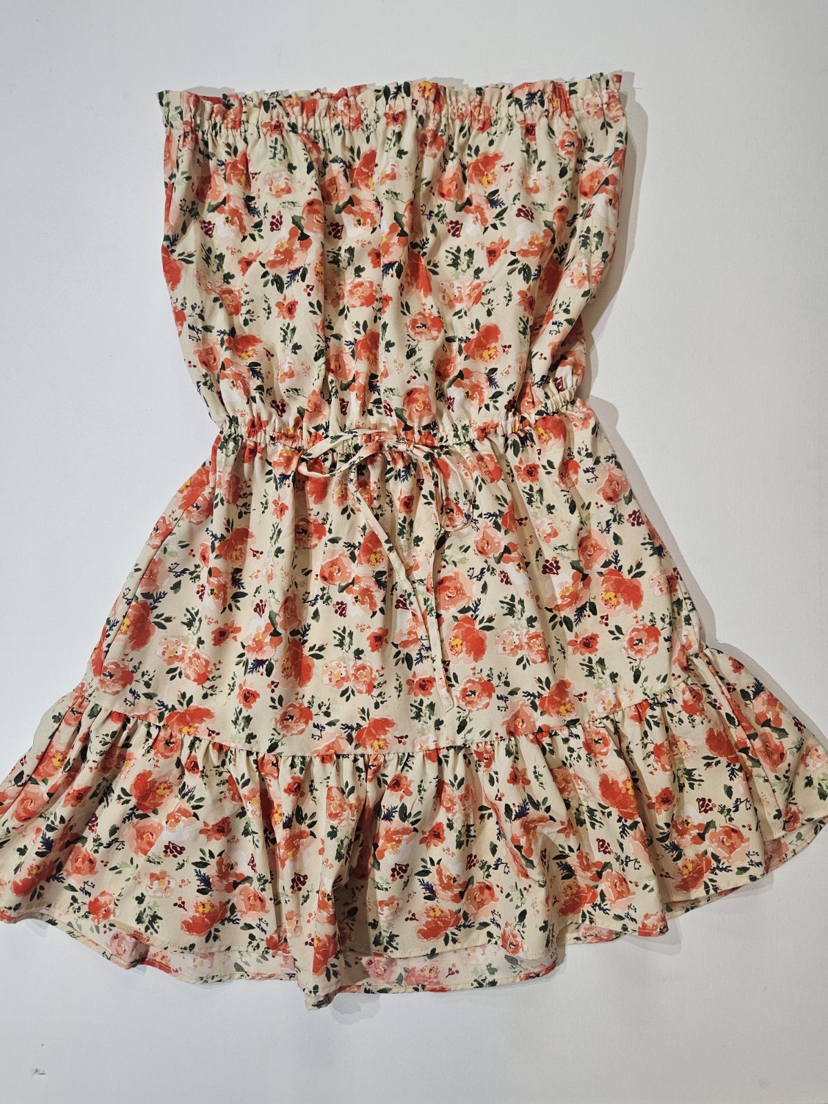 NWT Umgee Mini Dress Womens Size Small Cream Pink Floral Cottagecore Boho Chic