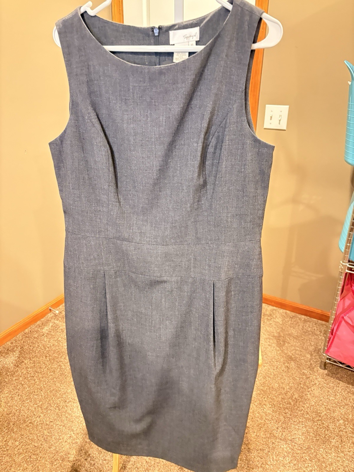 Women’s Sleeveless Spiegal Dress. Zip In Back, Lining, Dry Clean Only.