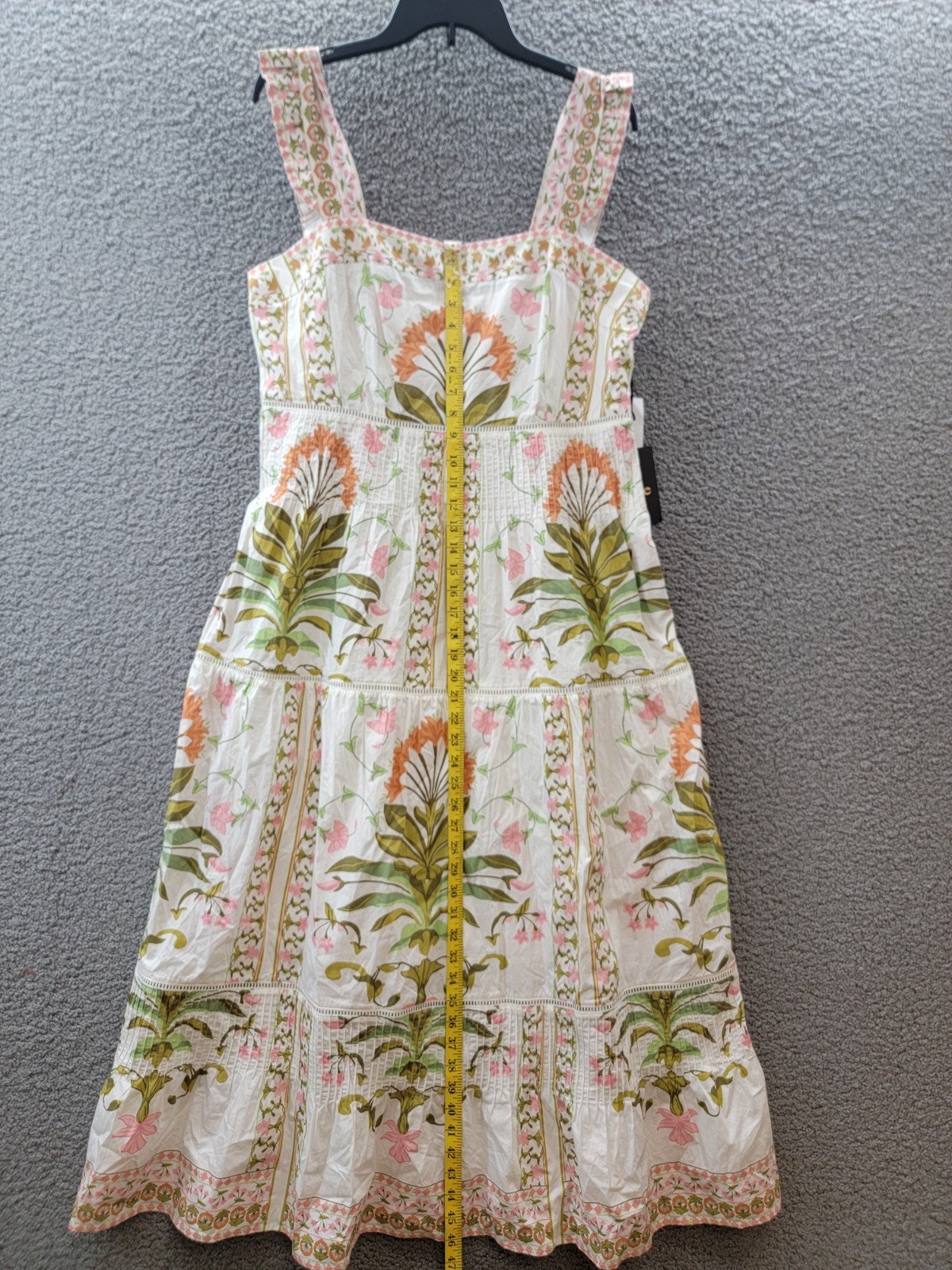 CeCe Print Pintuck Sleeveless Lined Midi Dress Women’s 14 New Ivory Pullover