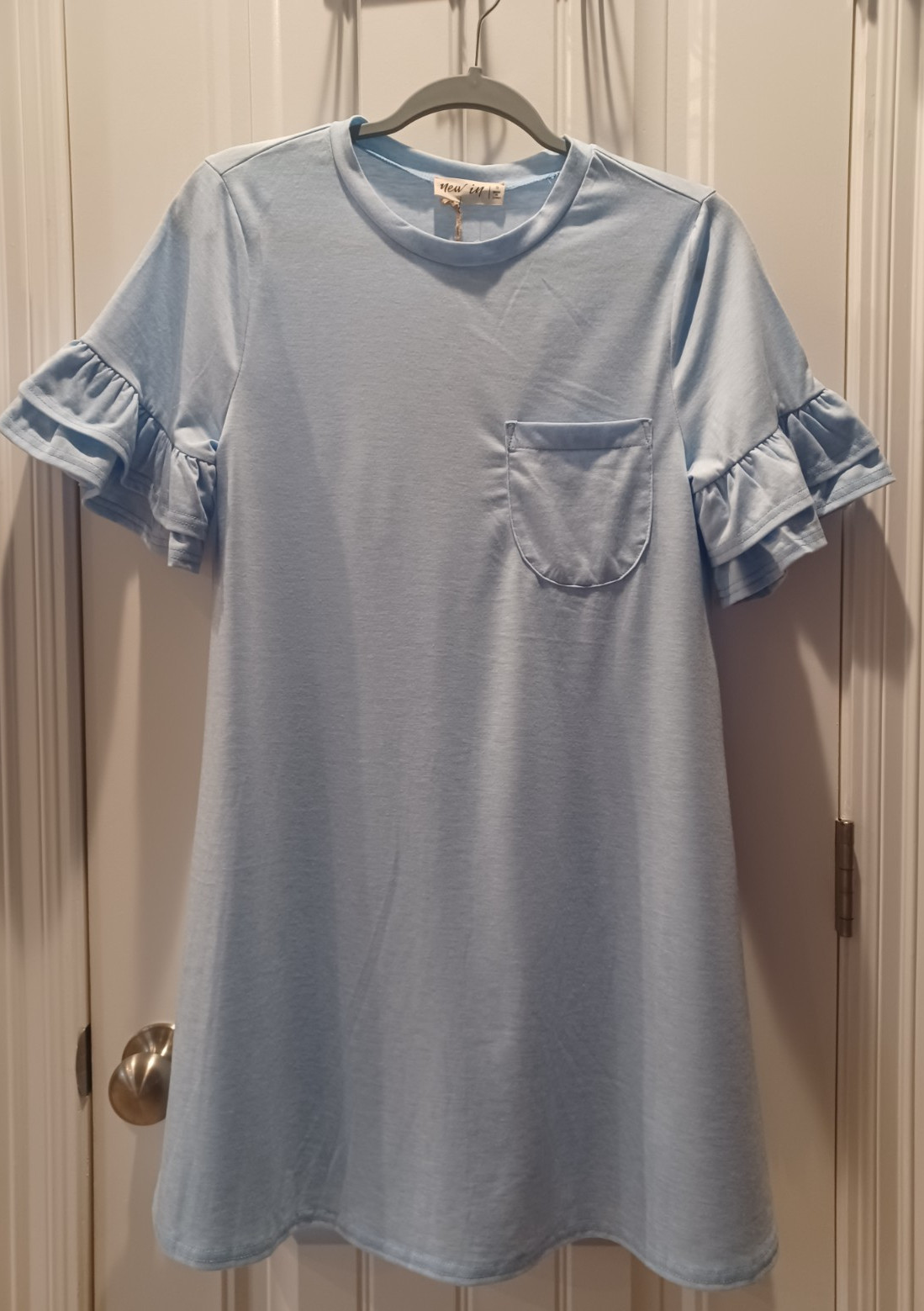 NWT! New In (Very J Love Riche) Ruffle Sleeve T-Shirt Dress Sky Blue Size Small