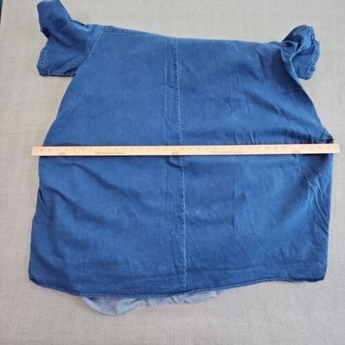 Minibee Ruffle Dress Woman’s 3XL Blue Oversized Casual Midi Pockets Short Sleeve