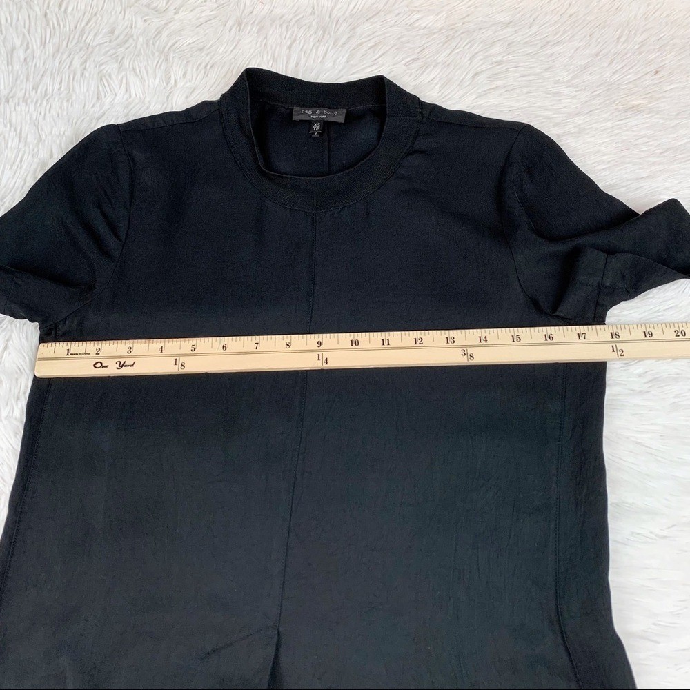 Rag & bone short sleeve crew neck pleated t-shirt dress in black side button