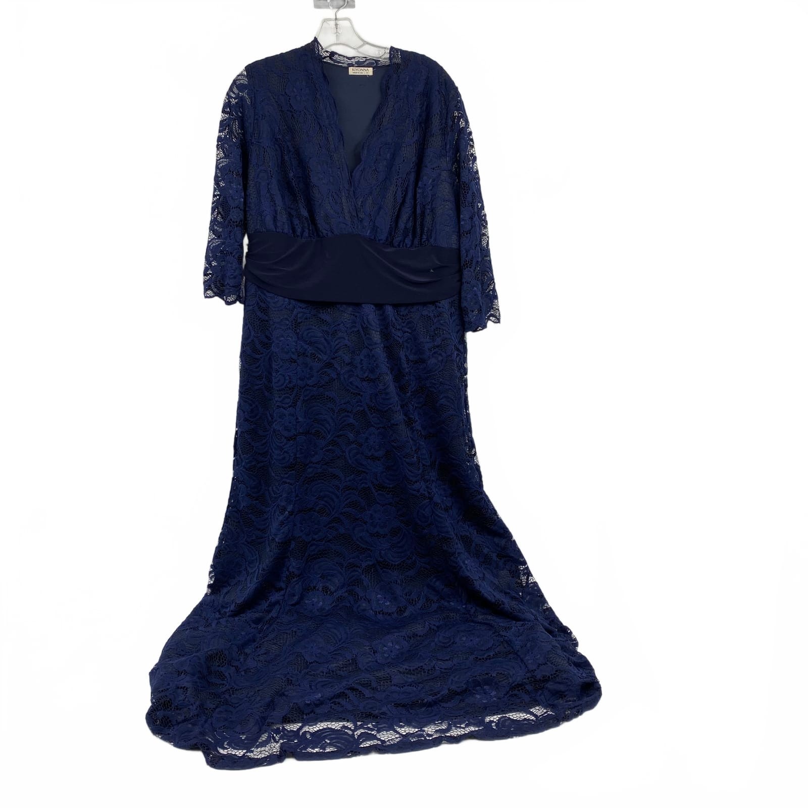 Kiyonna Blue Lace Maxi Dress | Plus Size XXL, Synthetic
