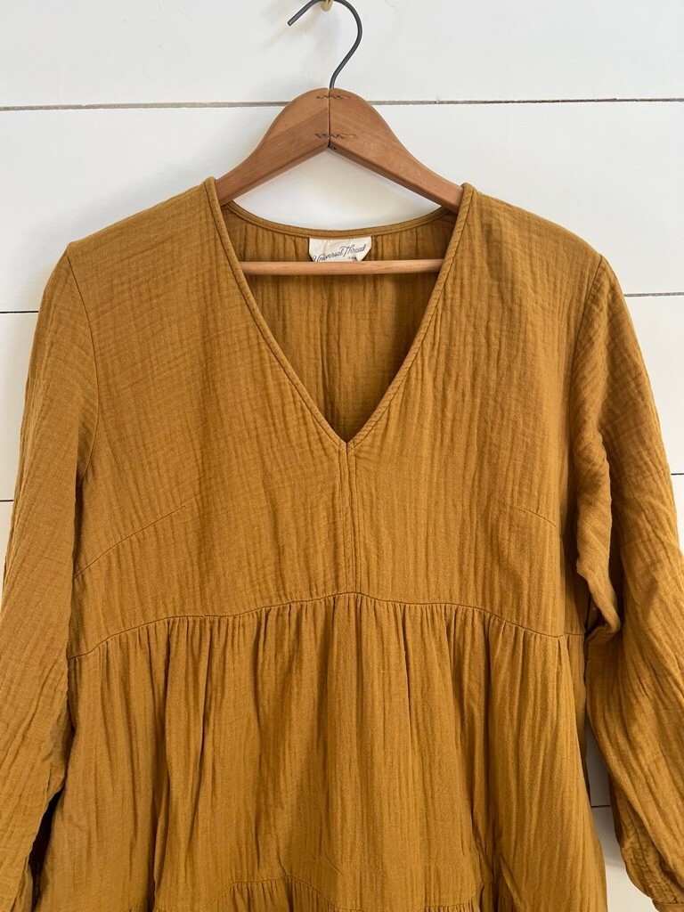 Universal Thread Long Sleeve Tiered Gauzy Dress Women’s Size L Boho Cottagecore