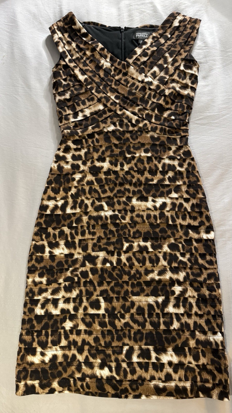 Adrianna Papell Leopard 6P Tiered Cocktail Dress M