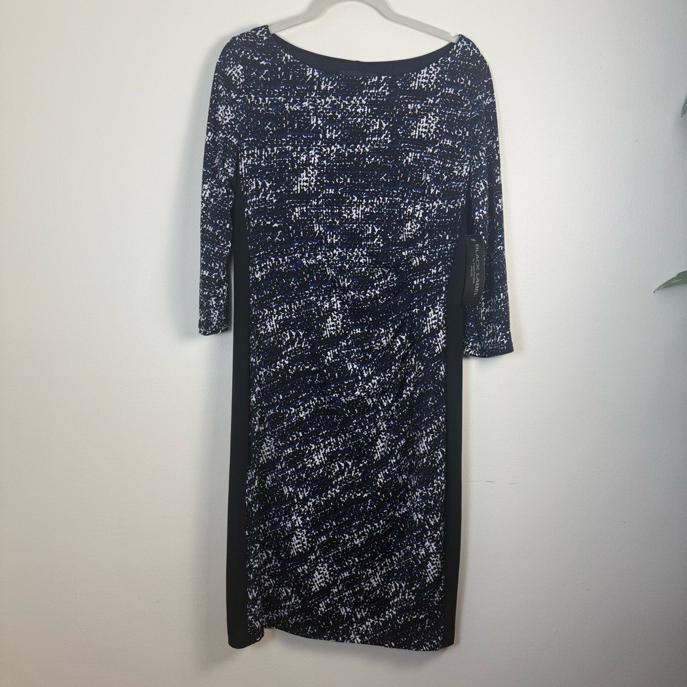 Black Label by Evan-Picone Womens White Patterned Dress sz 12 Bodycon Stretch