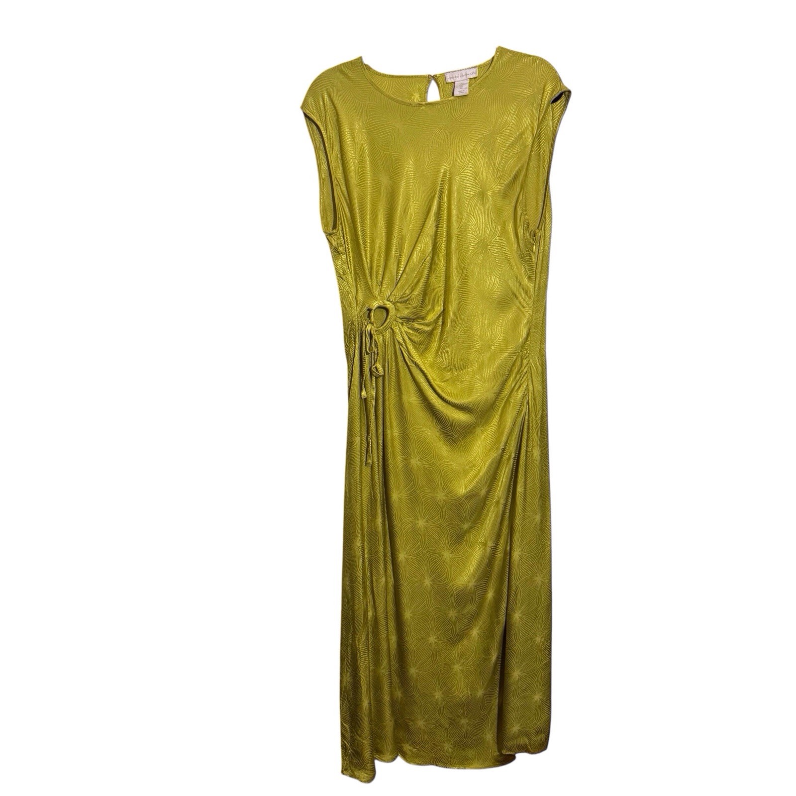 House Of Harlow 1960 Size Large Chartreuse Cutout Midi Dress Embossed Cocktail