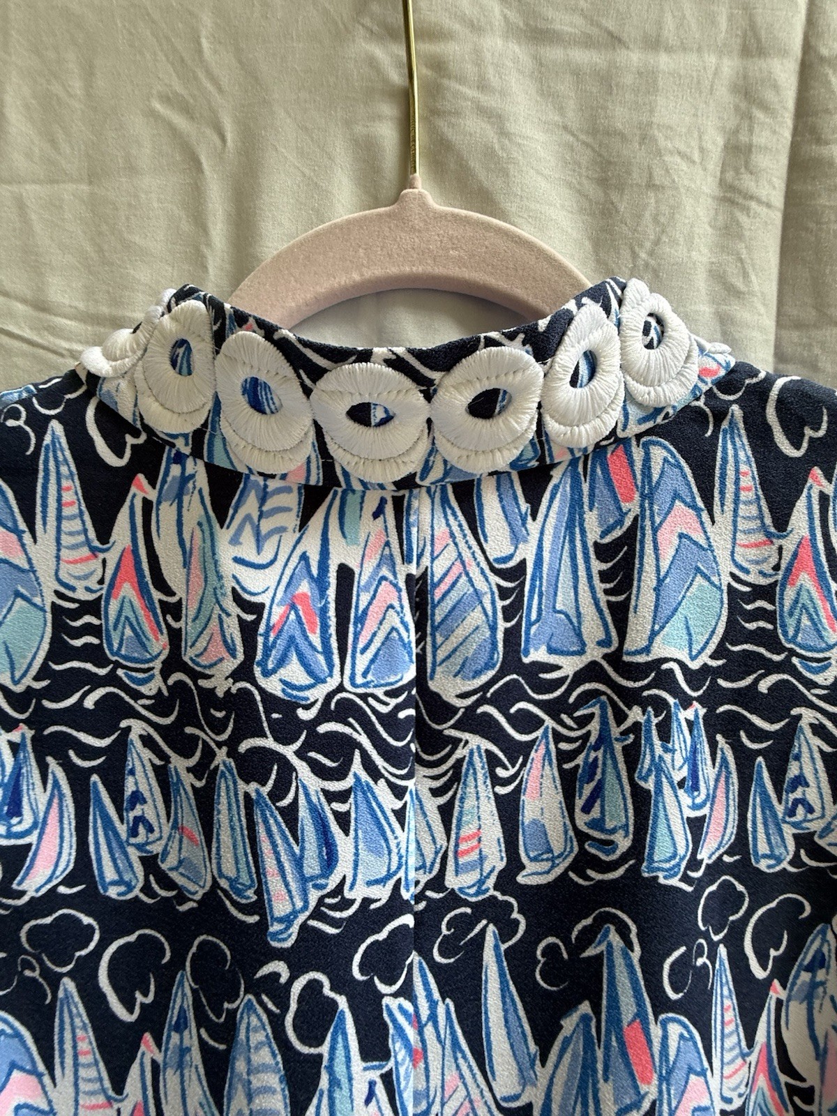 Lilly Pulitzer Jane Shift Dress 14 Low Tide Navy Sails & Stripes EUC Sailboat