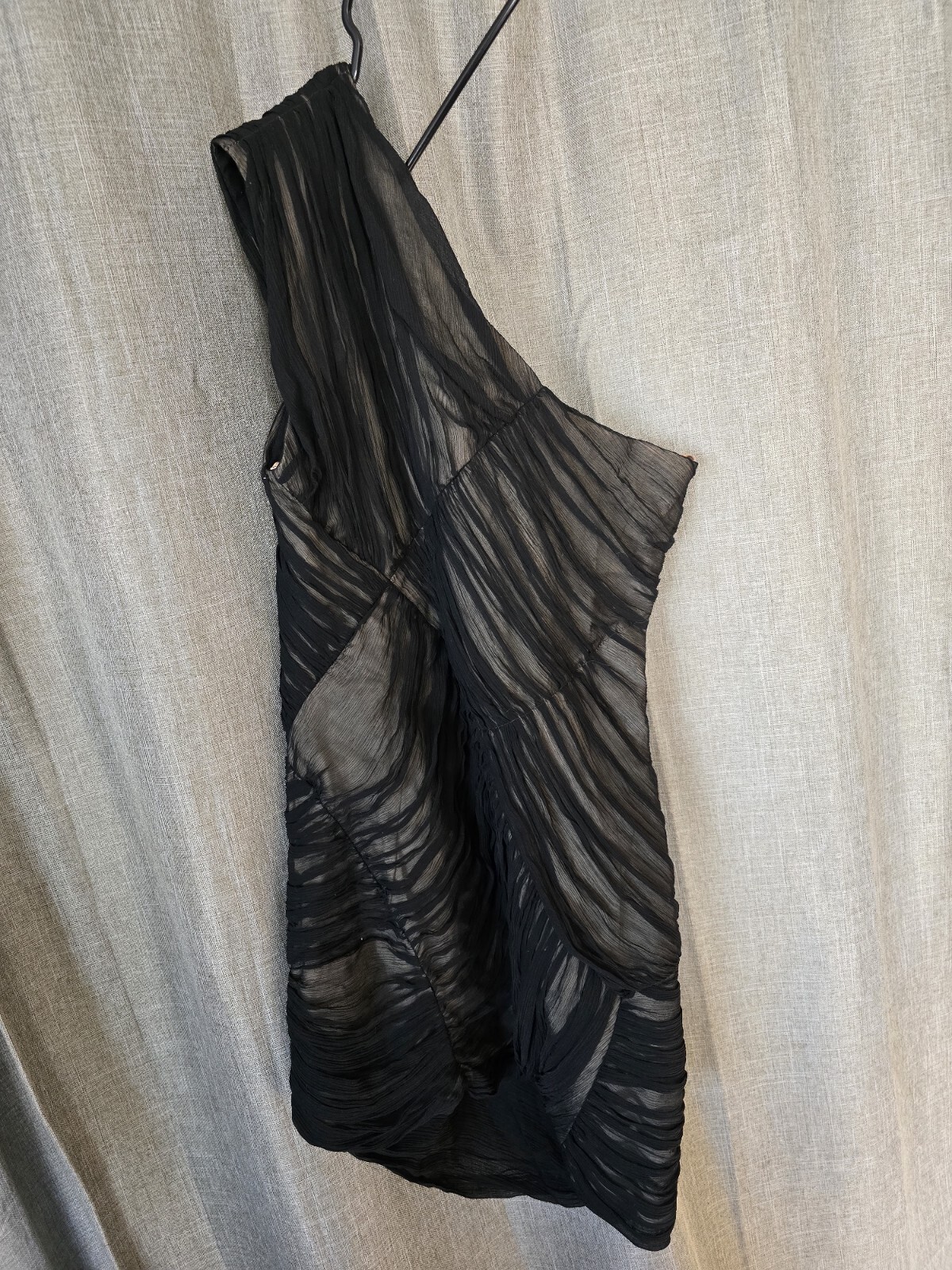 Kirrily Johnston 100% Silk One Shoulder Ruched Black Mini Dress Size 10