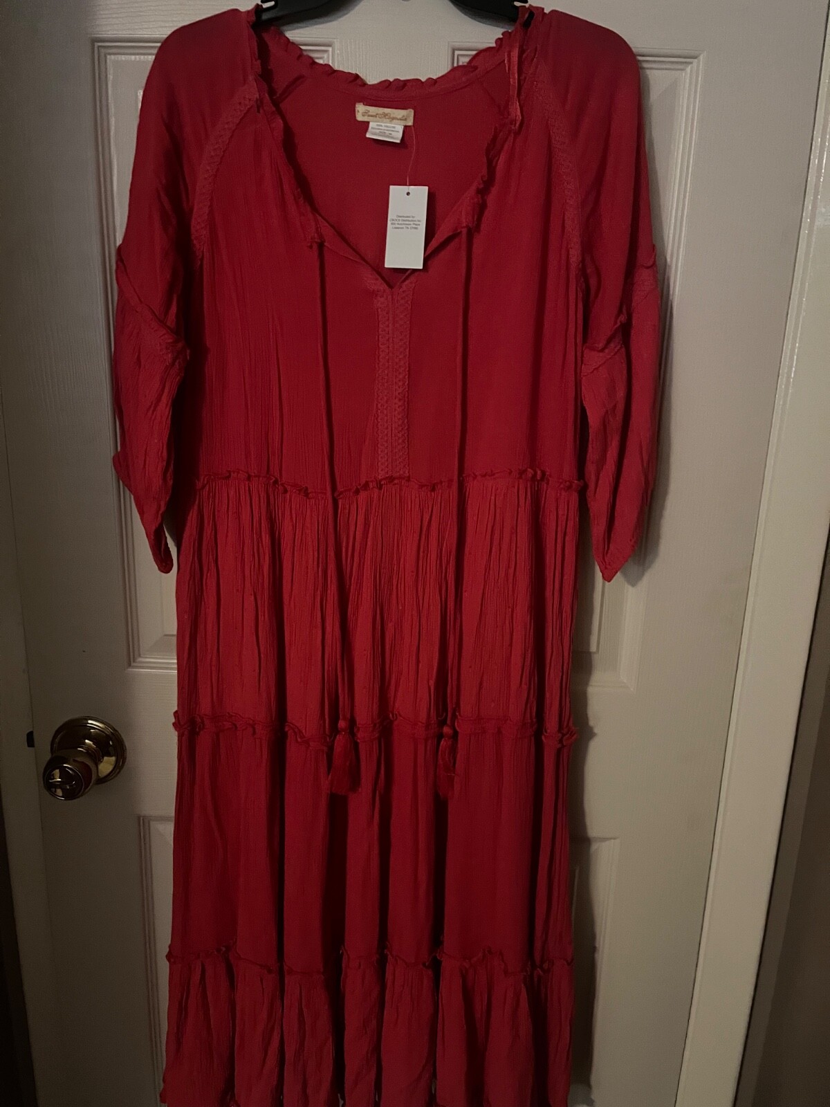 Sweet Magnolia Maxi Tapered Tie Front Dress Size M -Pink