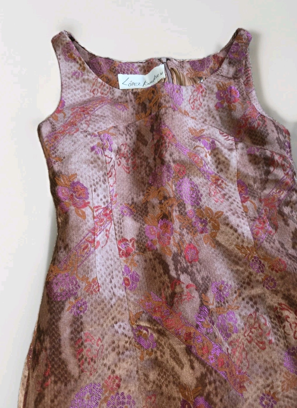 Vintage Lopez Knudsen Silk Fitted Cocktail Style Sleeveless Dress @ S/M SEE PICS