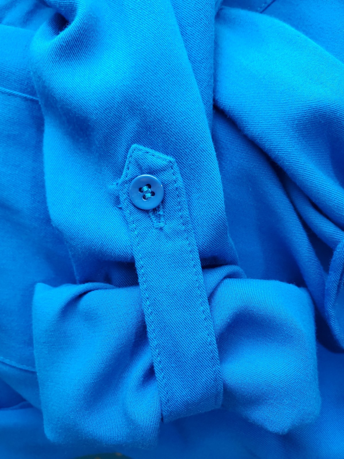 JustFab Blue Shirt Dress M Drawstring Waist Tab Sleeve Rayon Pockets