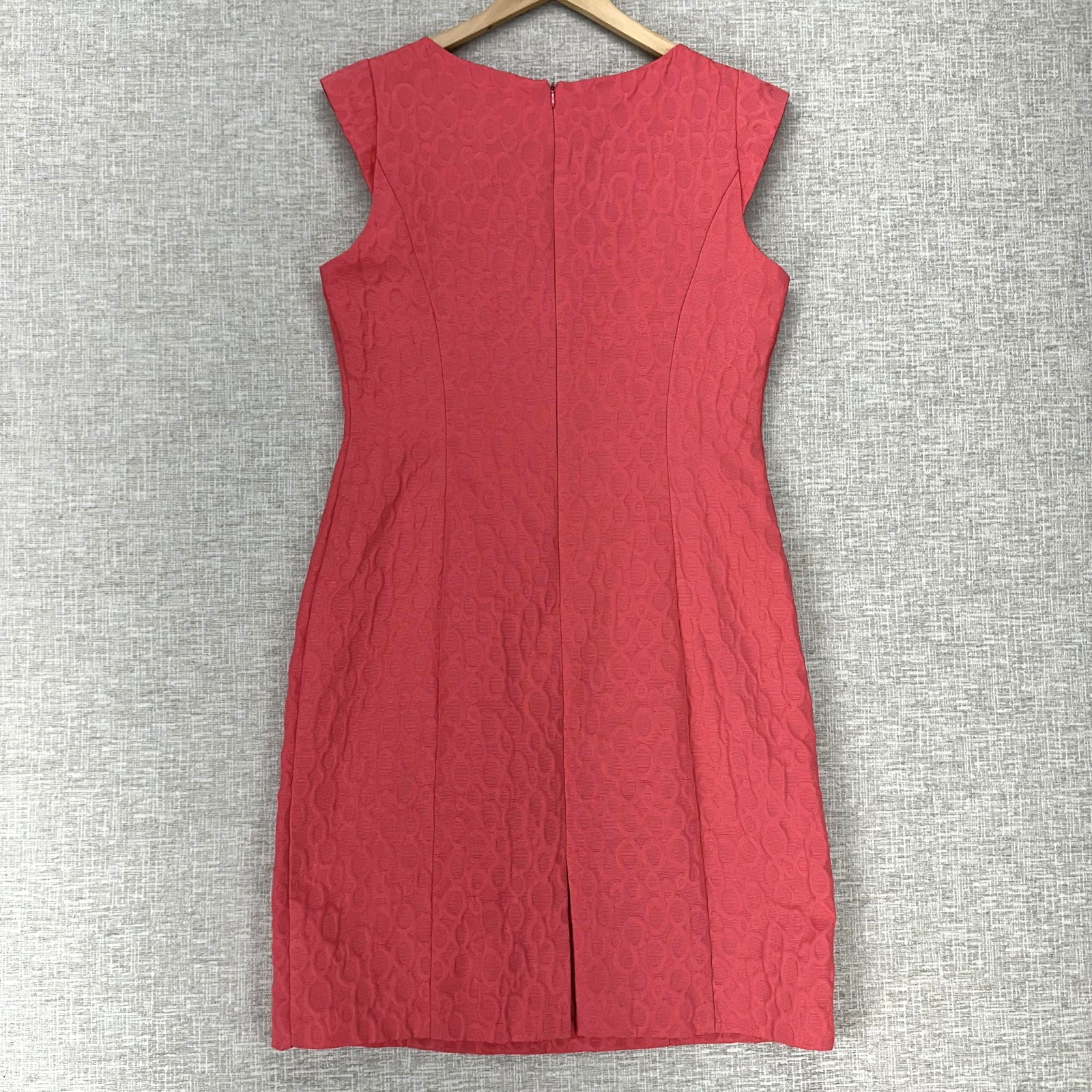 Studio I Dress Womens 10 Salmon Pink Textured Bow Sheath Lined Back Zip