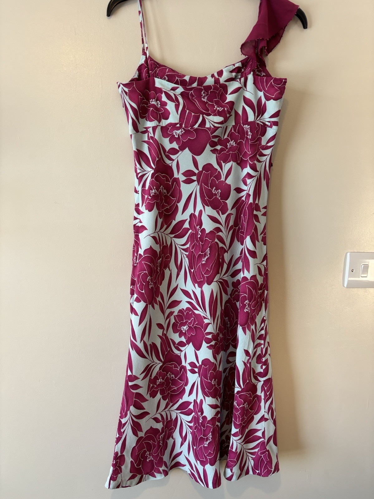 Marks & Spencer Pink magenta Floral Chiffon Ruffle Strap Dress UK 10