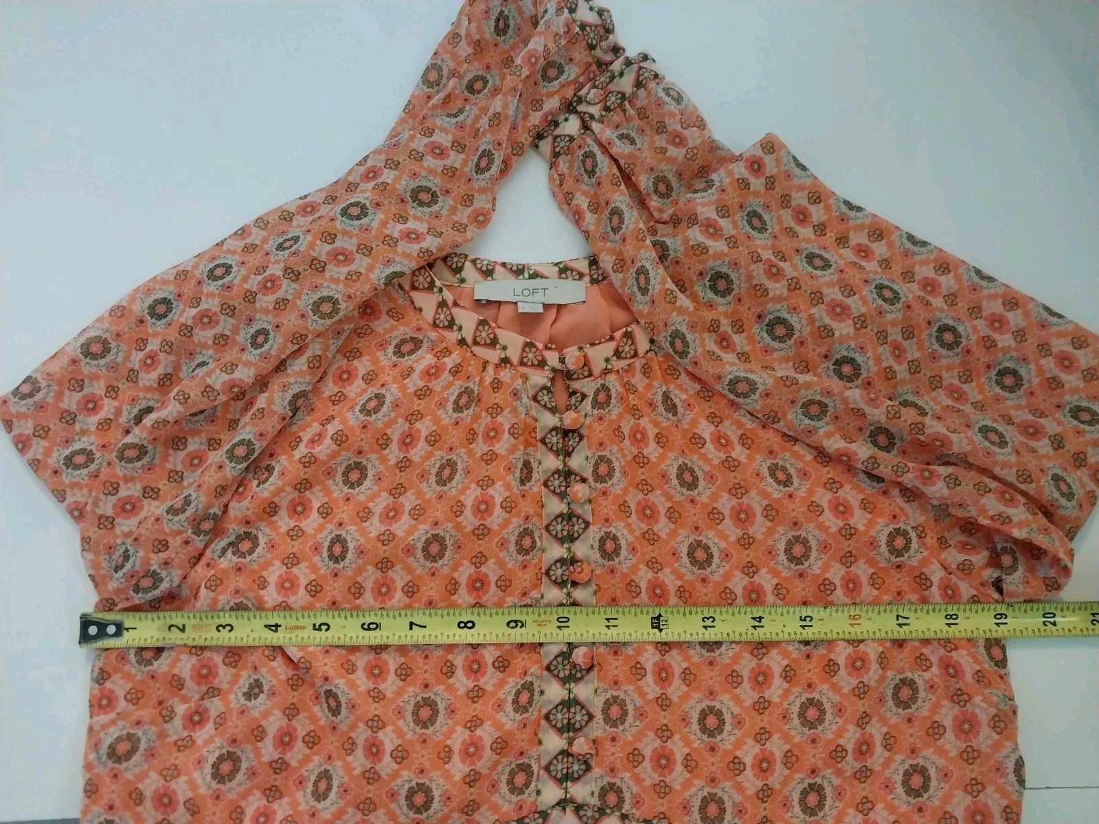 Loft Dress Orange Peach Multicolor Size Small Flowy Lined Lightweight