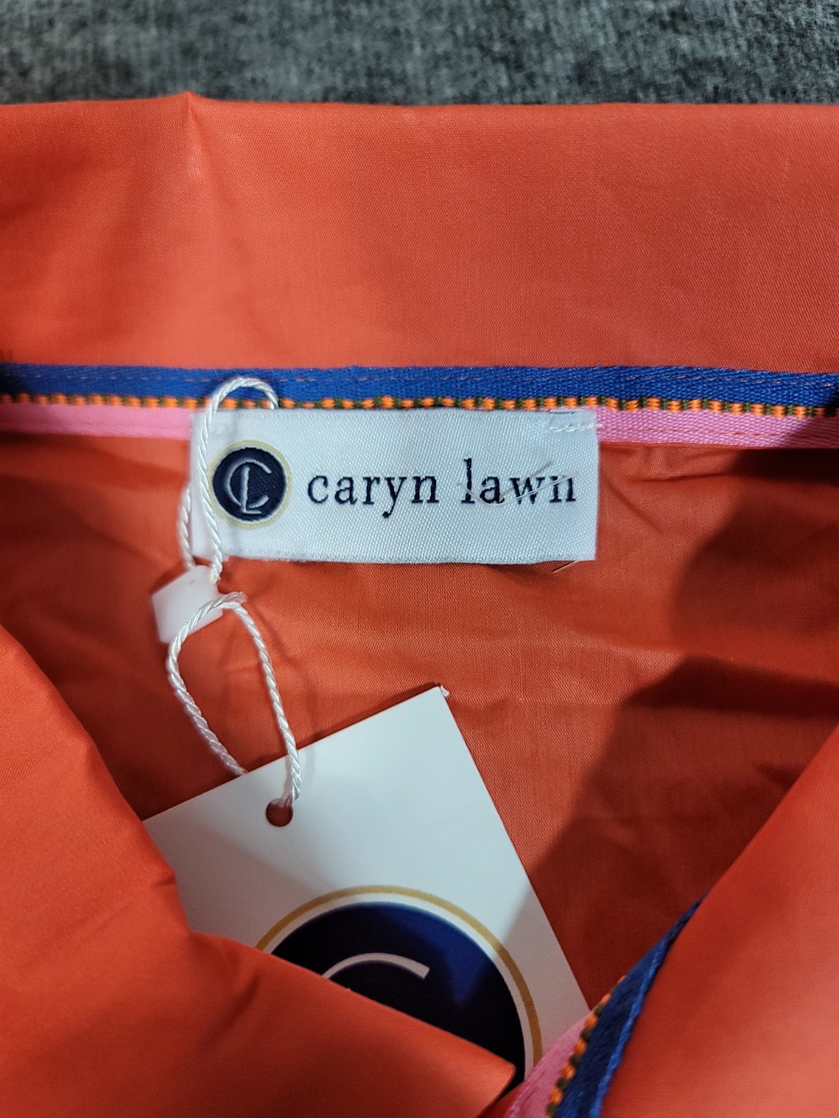 Caryn Lawn Jackie Womens Half Button One Size Orange Collard Short Sleeve NWT