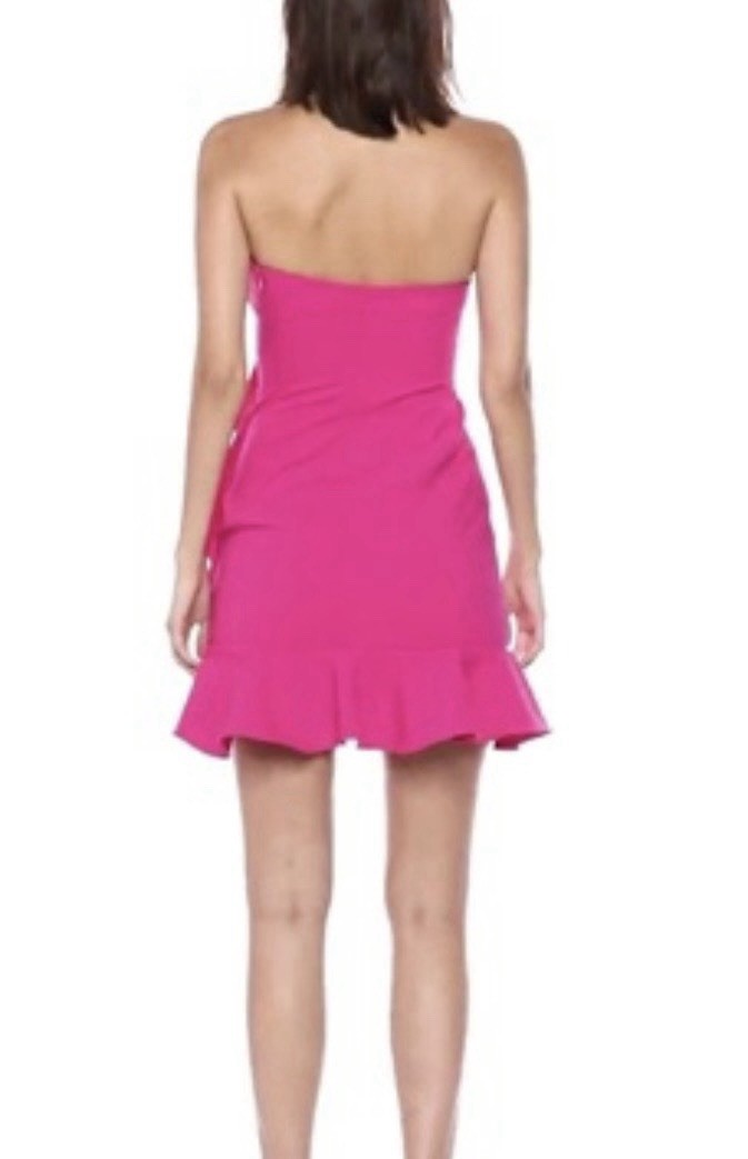 Likely NEW Monetta Strapless Ruffle cocktail mini Dress Bittersweet SZ 6