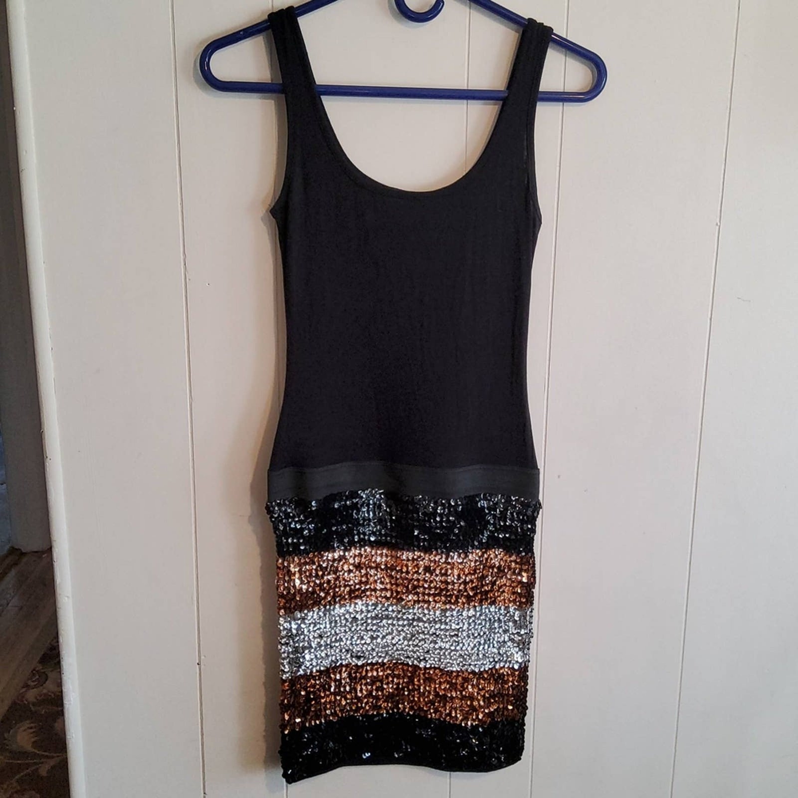 Fifth culture black, copper and silver sequined tank dress