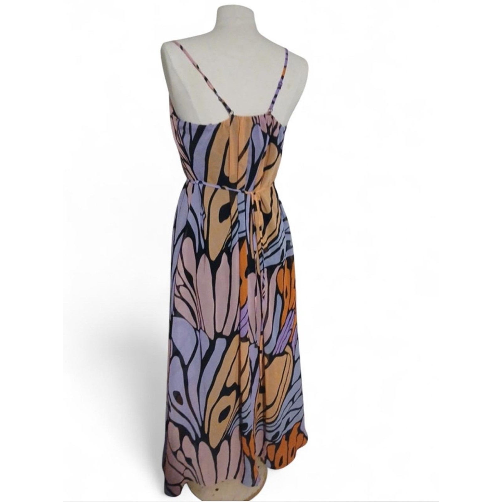 Sam Edelman Butterfly Print Trapeze Maxi Dress, Lightweight chiffon. Size L