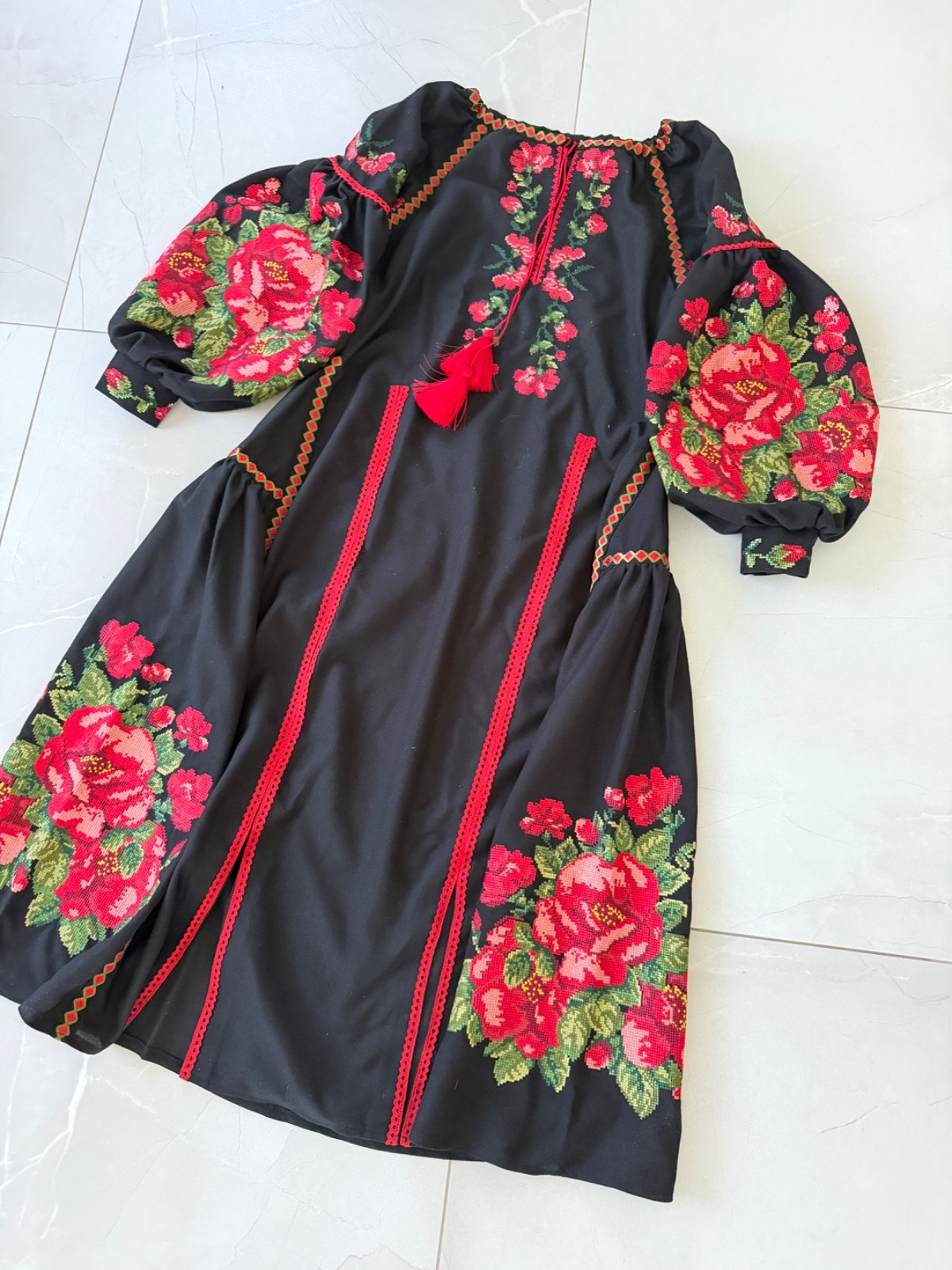 Women’s Ukrainian Embroidered Maxi Dress Vyshyvanka Boho Floral Linen S-XXXL