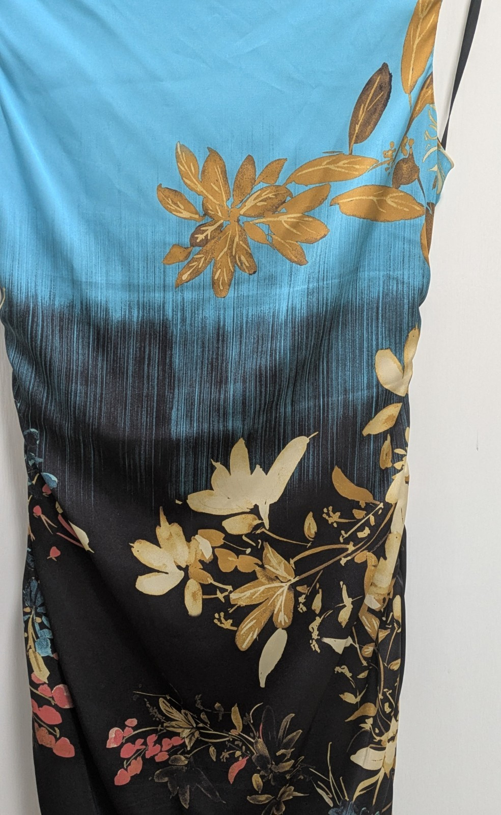 Phase Eight Pencil Dress Size 8 Black & Turquise Sleeveless cowl neck used good