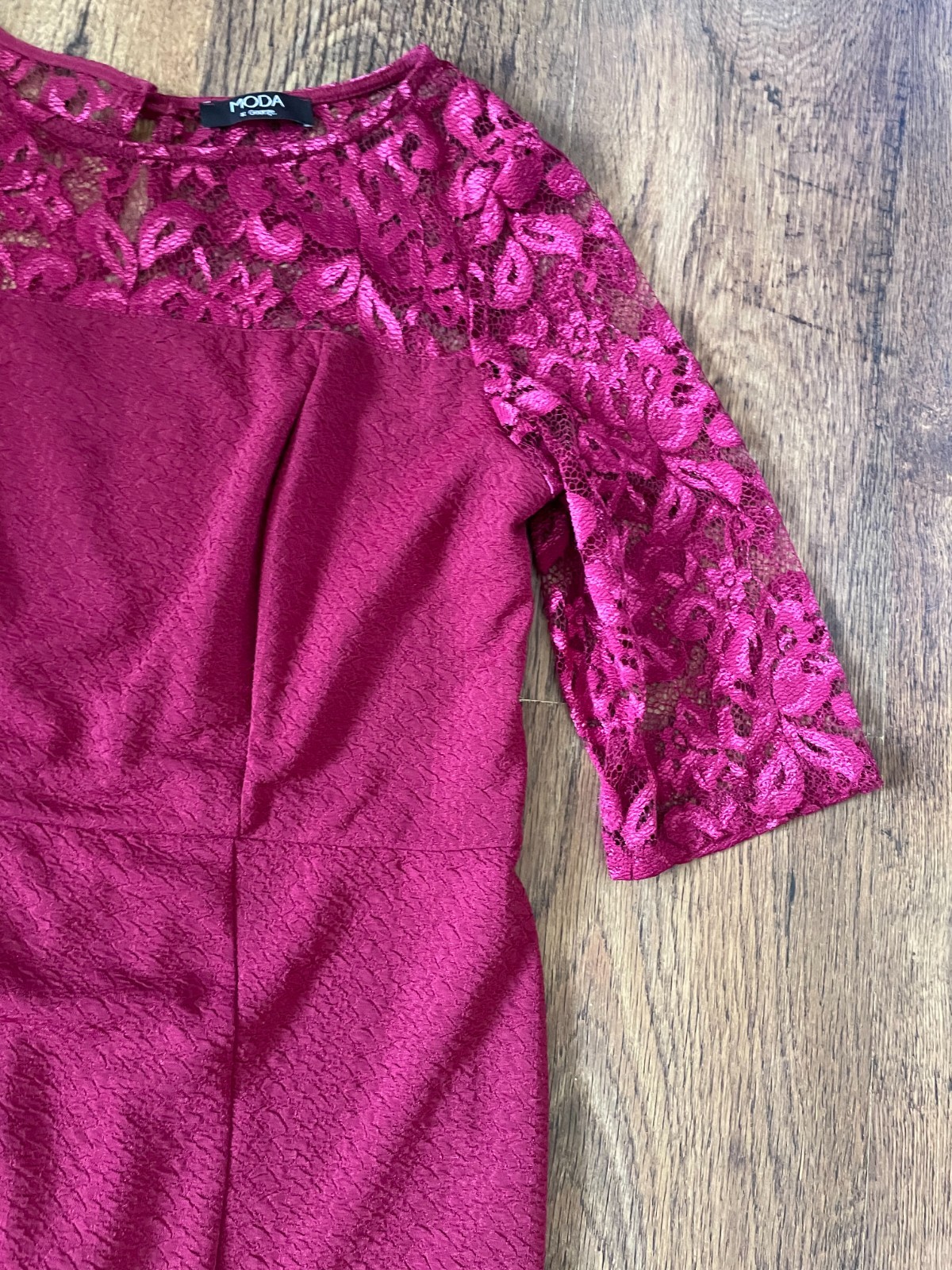 Moda by George burgundy bodycon dress with lace details uk 18 eur 46