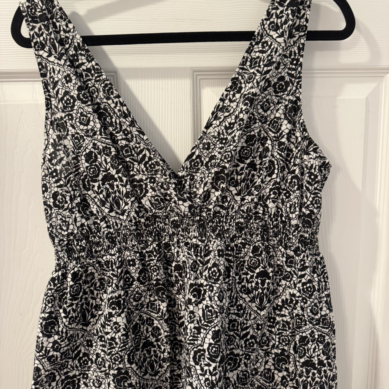 Sonoma Life & Style black white & purple sleeveless v-neck midi sundress size XL