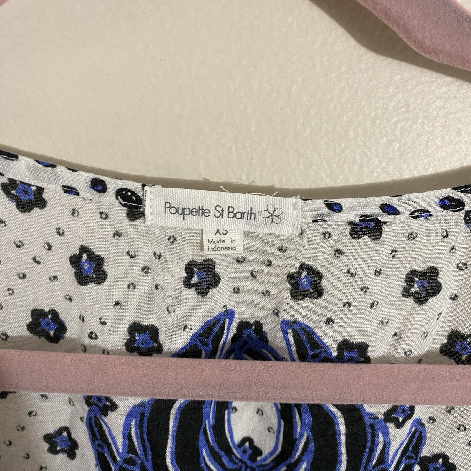 Poupette St Barth Women Blue Ruffle Boho Tiered V Neck Beline Mini Dress Sz XS
