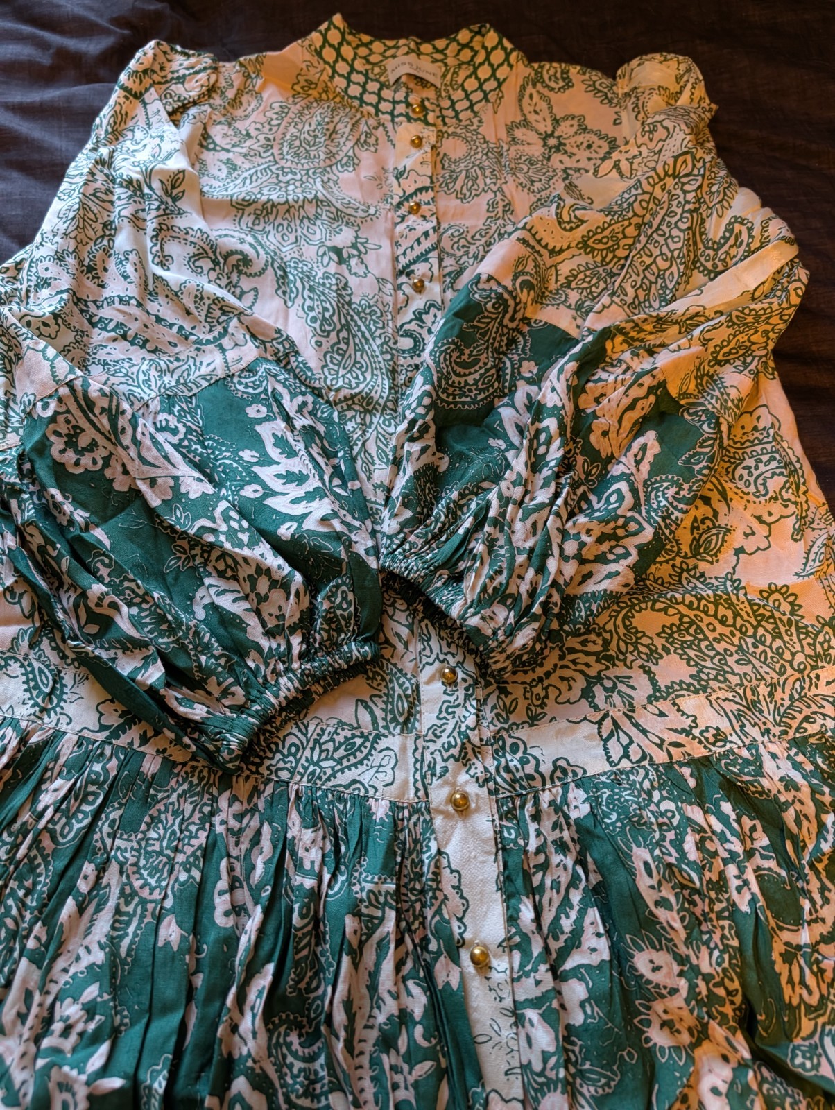 Miss June Paris Carlotta Green Maxi Dress Womens OS Paris **Missing Belt